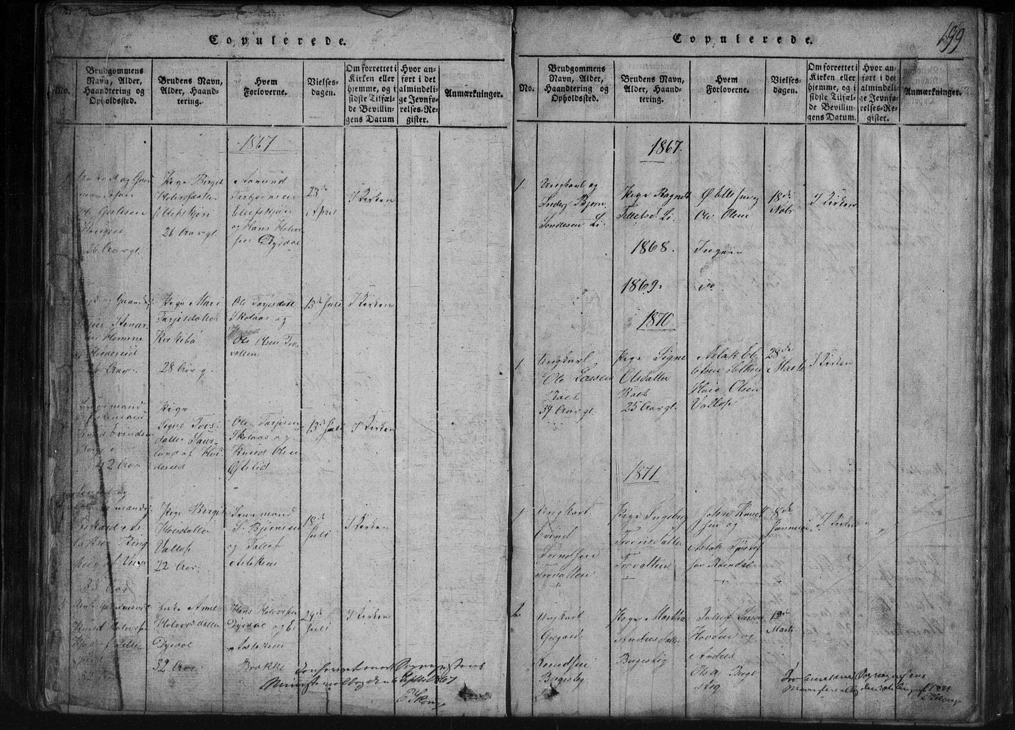 Rauland kirkebøker, SAKO/A-292/G/Gb/L0001: Parish register (copy) no. II 1, 1815-1886, p. 199