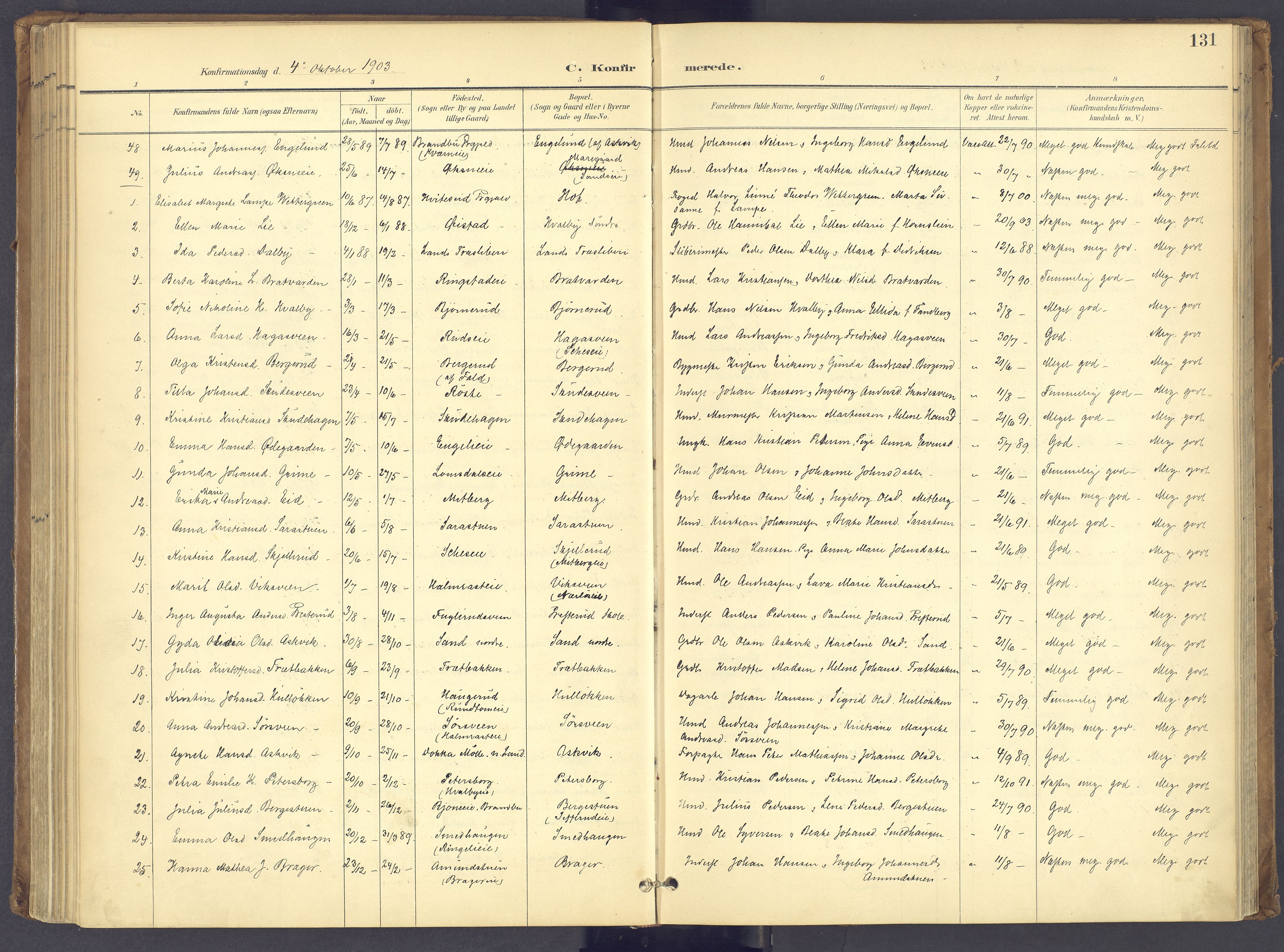 Søndre Land prestekontor, AV/SAH-PREST-122/K/L0006: Parish register (official) no. 6, 1895-1904, p. 131