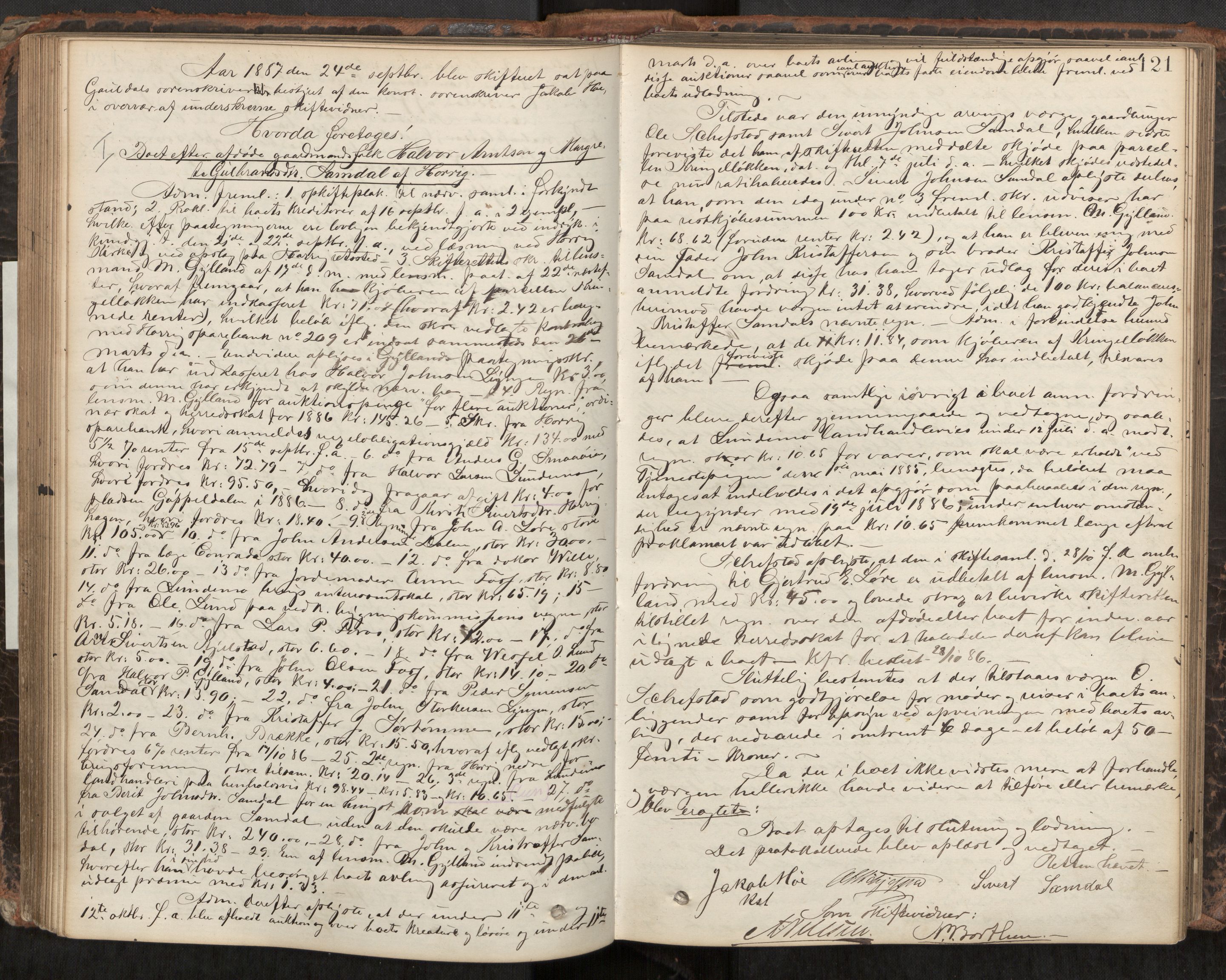 Gauldal sorenskriveri, AV/SAT-A-0014/1/3/3B/L0003: Skiftebehandlingsprotokoll, 1881-1896, p. 121