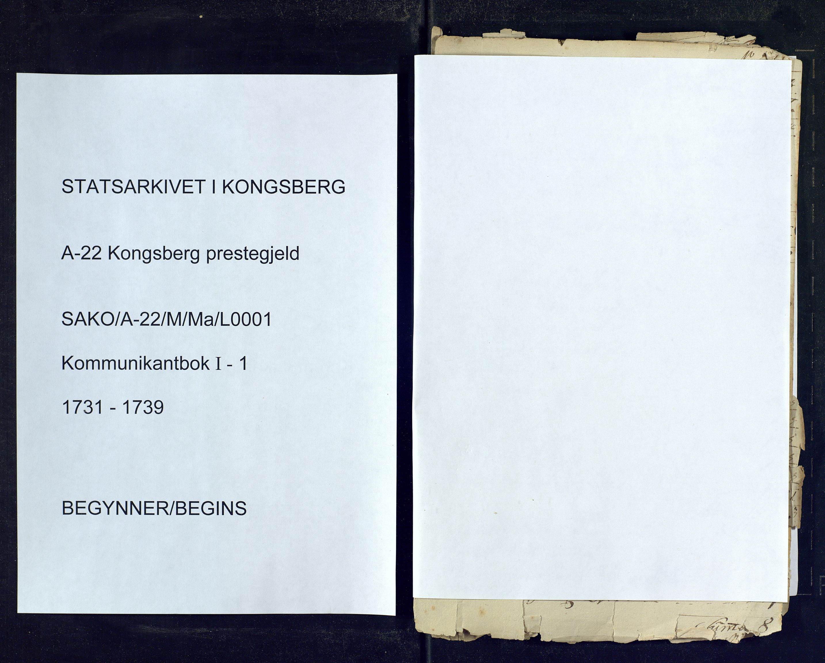 Kongsberg kirkebøker, SAKO/A-22/M/Ma/L0001: Communicants register no. 1, 1731-1739