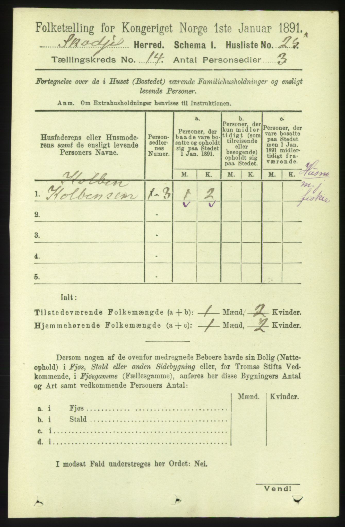 RA, 1891 census for 1529 Skodje, 1891, p. 3006