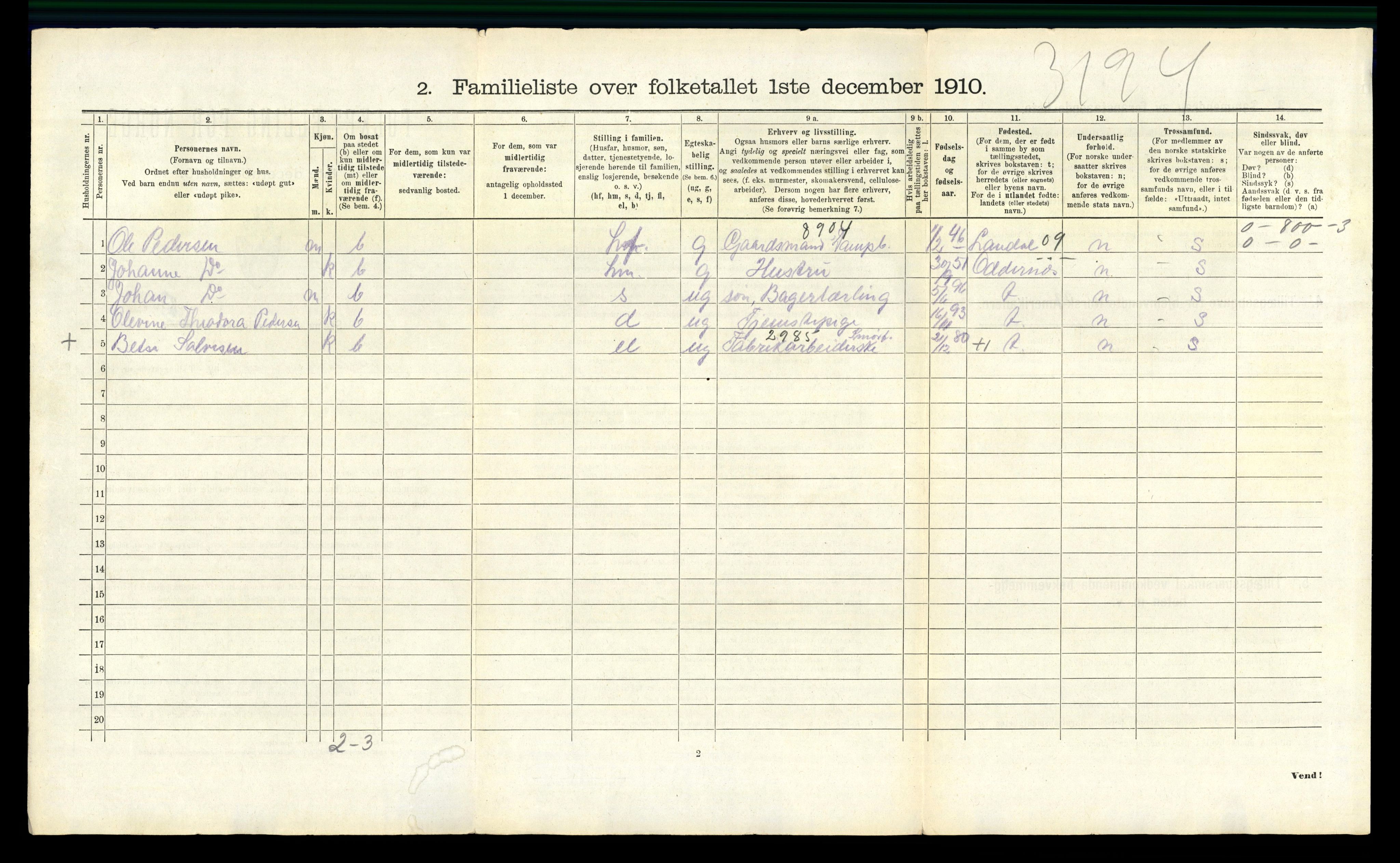 RA, 1910 census for Kristiansand, 1910, p. 8753