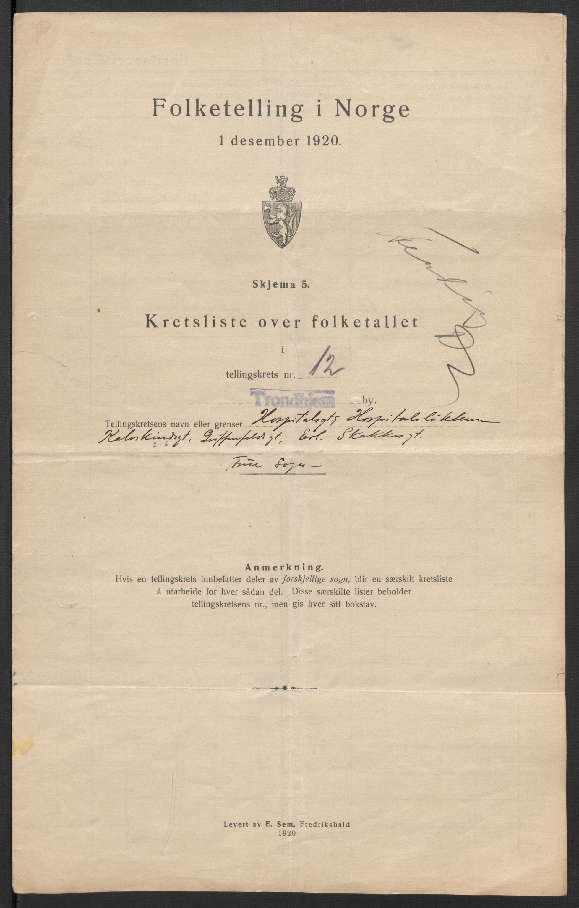 SAT, 1920 census for Trondheim, 1920, p. 47