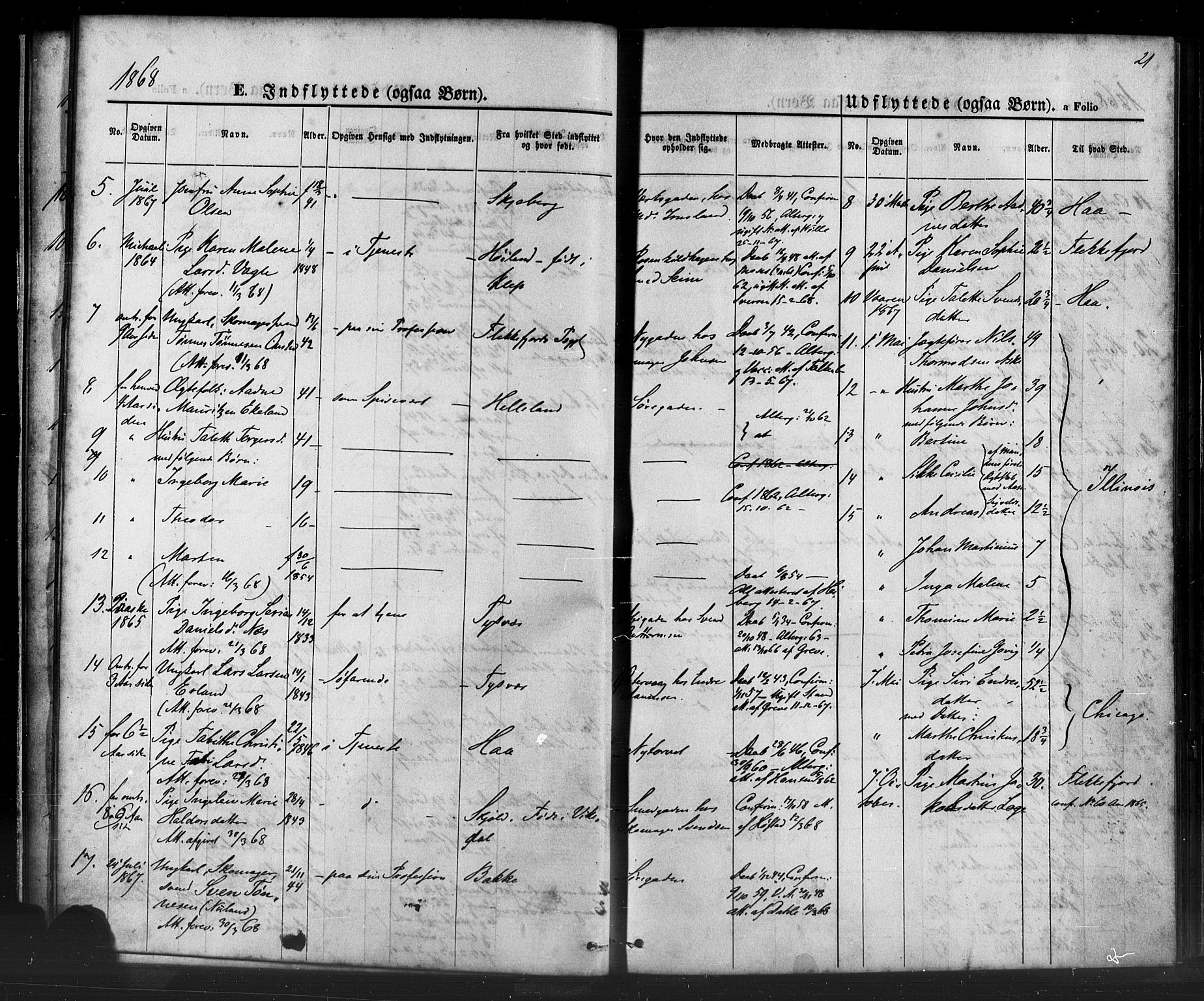 St. Petri sokneprestkontor, SAST/A-101813/001/30/30BA/L0006: Parish register (official) no. A 6, 1863-1878, p. 21