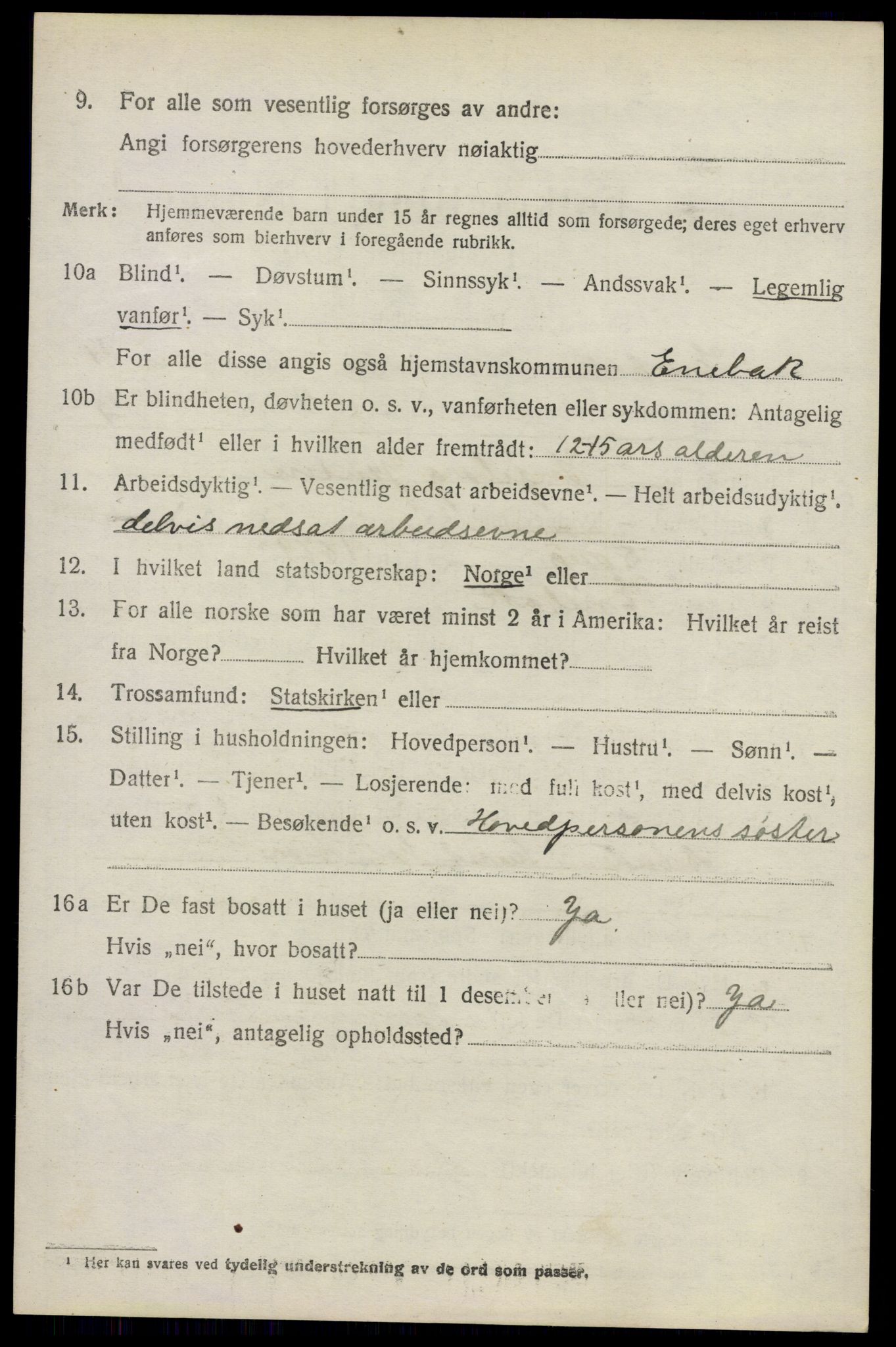 SAO, 1920 census for Enebakk, 1920, p. 3422