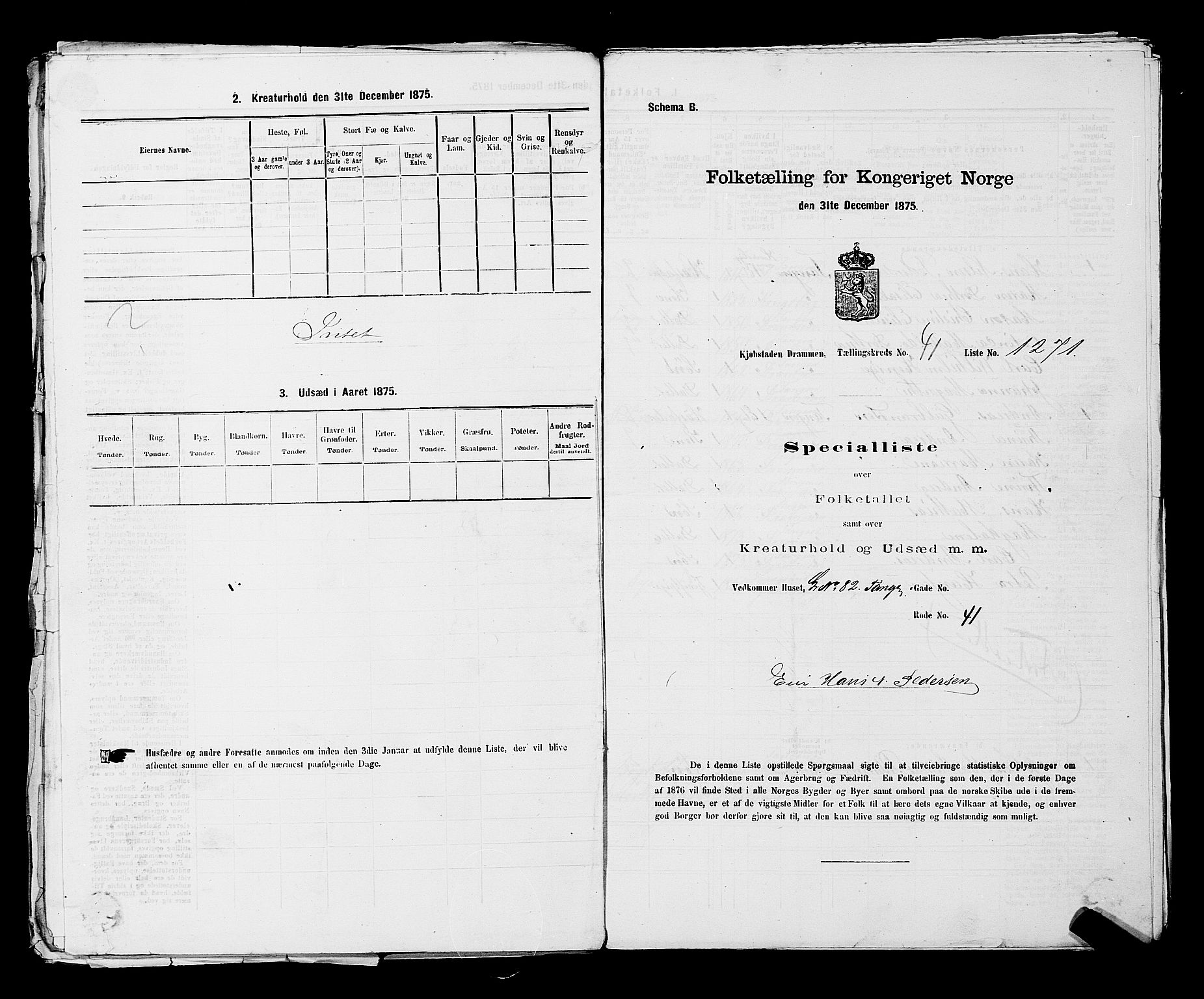 SAKO, 1875 census for 0602 Drammen, 1875, p. 3477