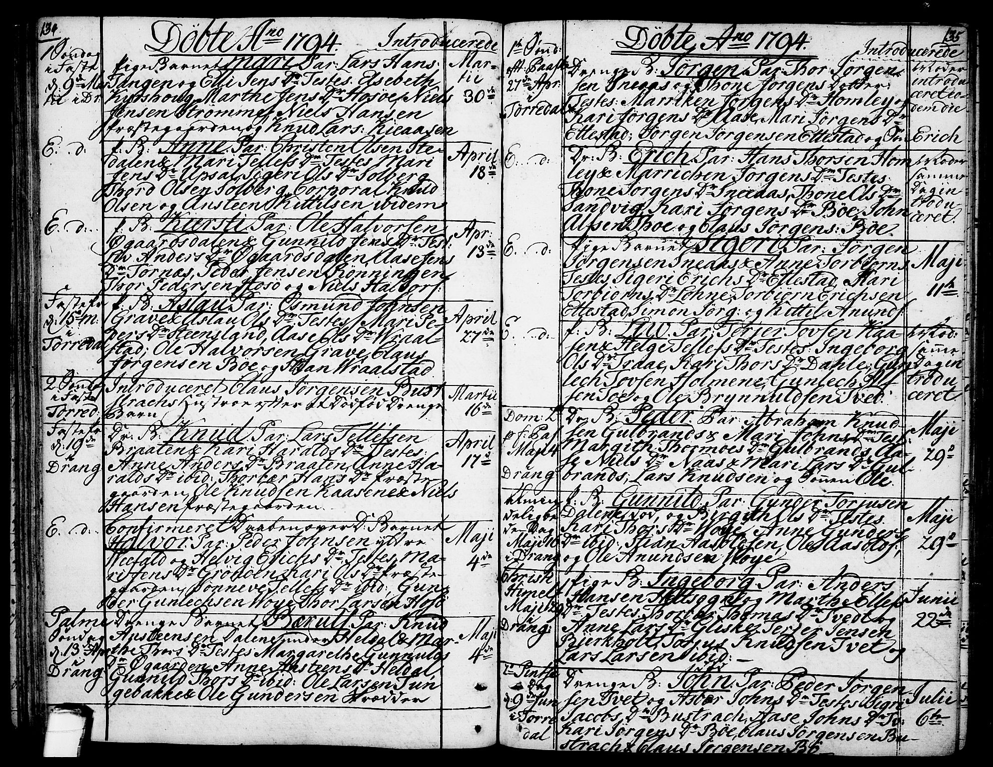 Drangedal kirkebøker, SAKO/A-258/F/Fa/L0003: Parish register (official) no. 3, 1768-1814, p. 134-135