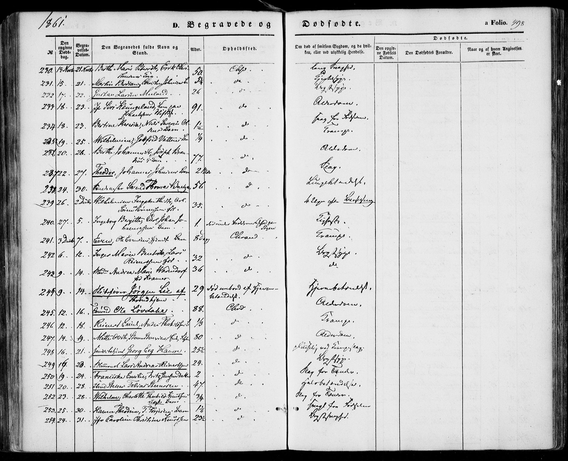 Kristiansand domprosti, SAK/1112-0006/F/Fa/L0014: Parish register (official) no. A 14, 1852-1867, p. 498