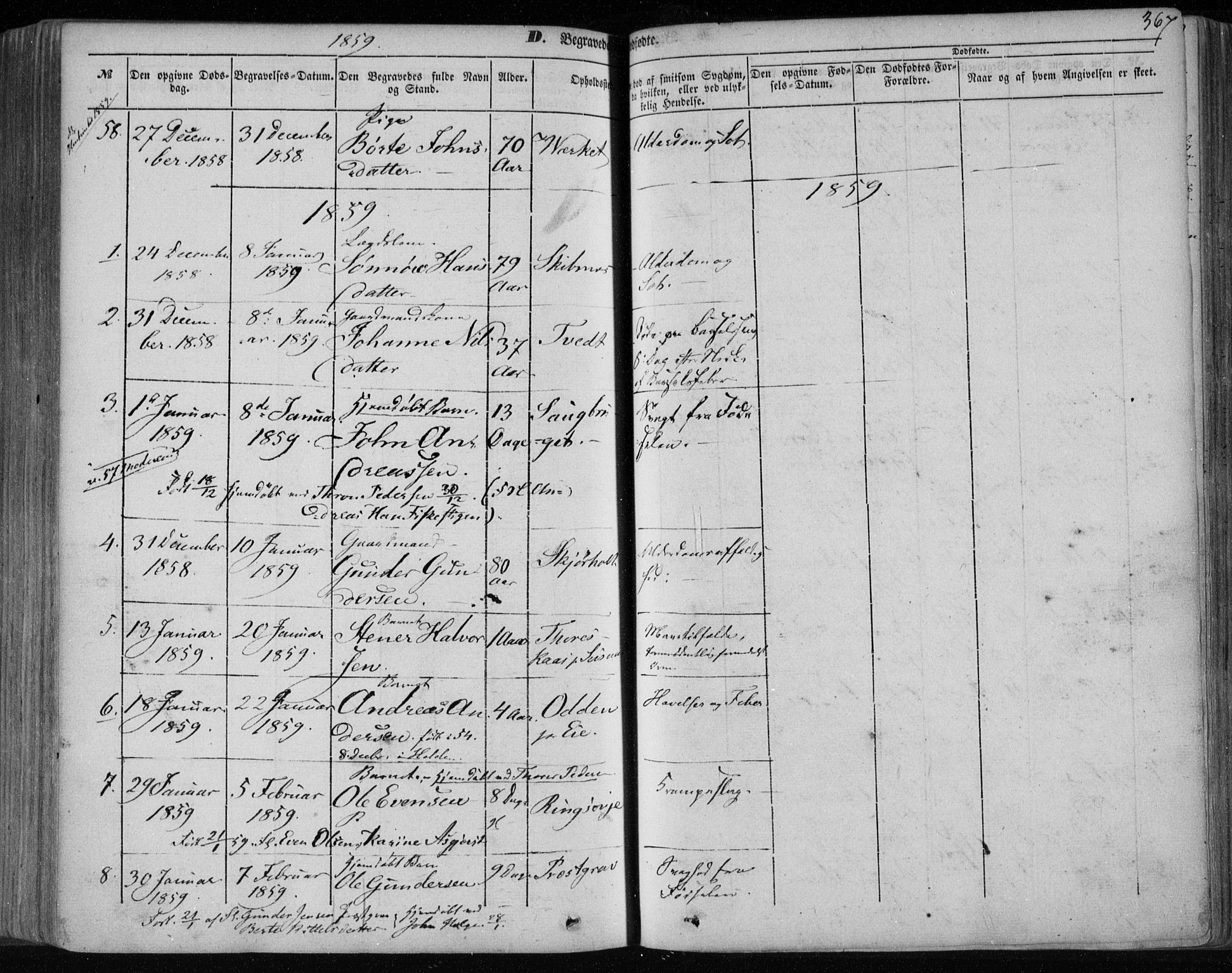 Holla kirkebøker, SAKO/A-272/F/Fa/L0005: Parish register (official) no. 5, 1849-1860, p. 367