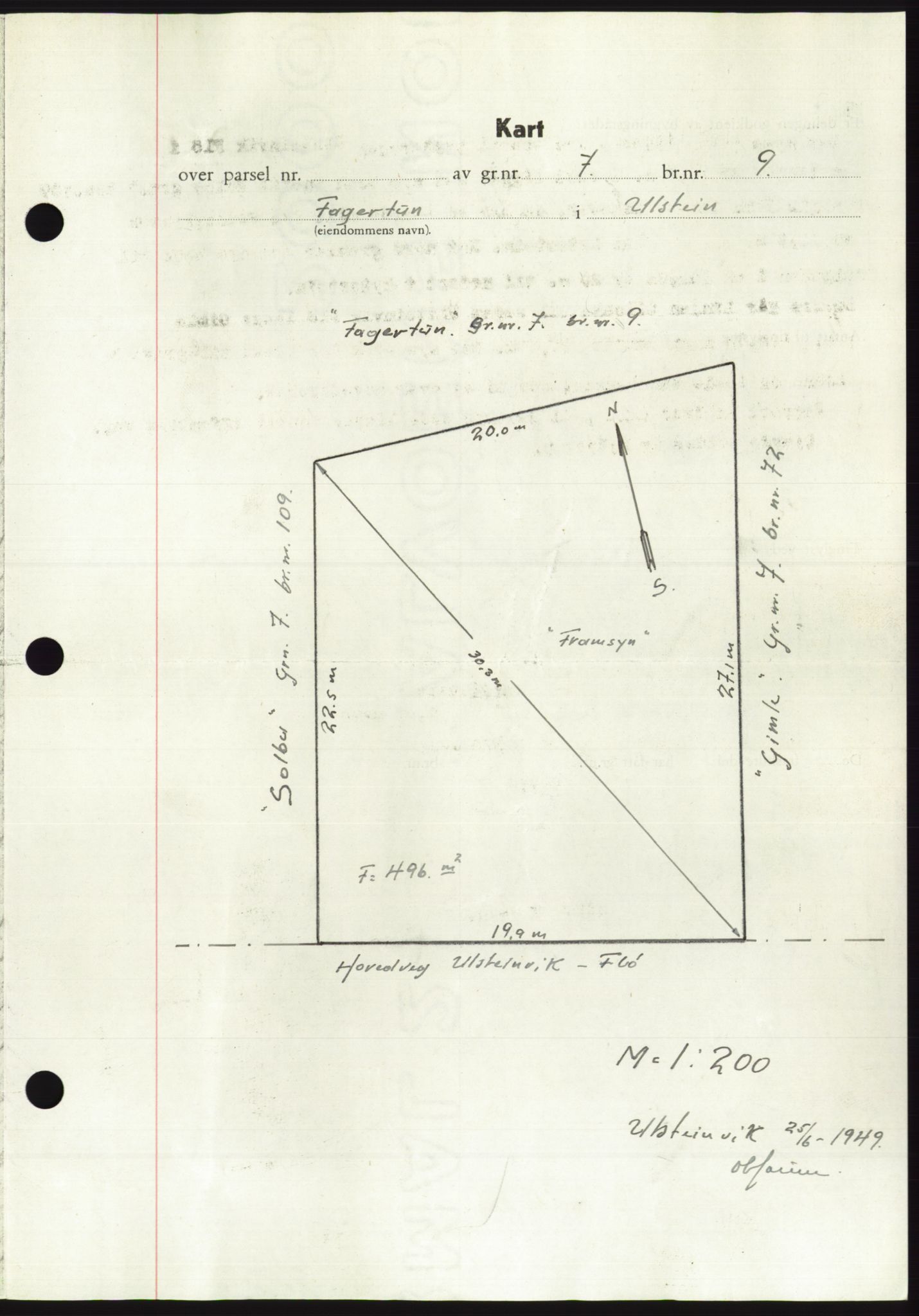 Søre Sunnmøre sorenskriveri, AV/SAT-A-4122/1/2/2C/L0084: Mortgage book no. 10A, 1949-1949, Diary no: : 1058/1949