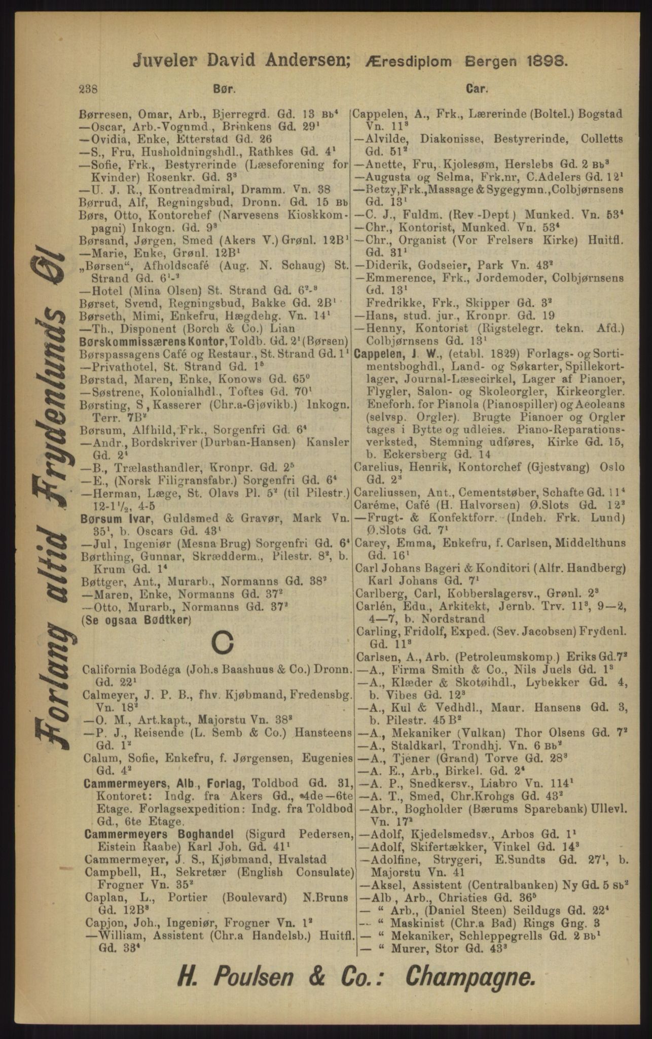 Kristiania/Oslo adressebok, PUBL/-, 1902, p. 238