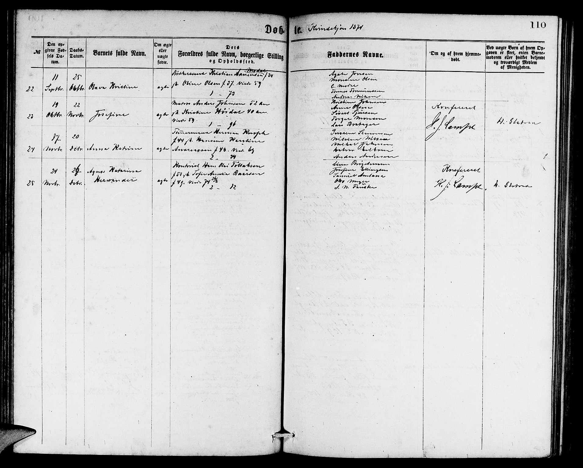 Sandviken Sokneprestembete, SAB/A-77601/H/Hb: Parish register (copy) no. A 1, 1867-1879, p. 110