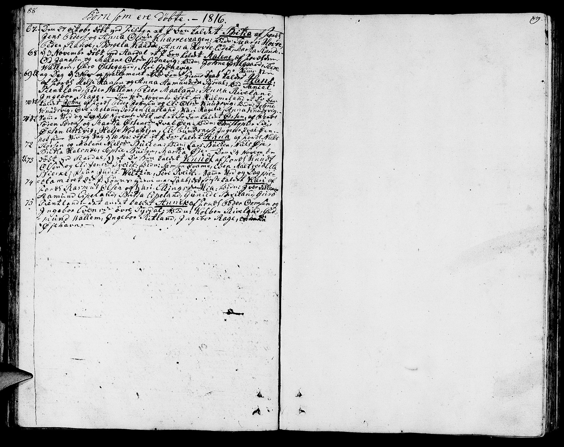 Hjelmeland sokneprestkontor, SAST/A-101843/01/IV/L0002: Parish register (official) no. A 2, 1799-1816, p. 88-89