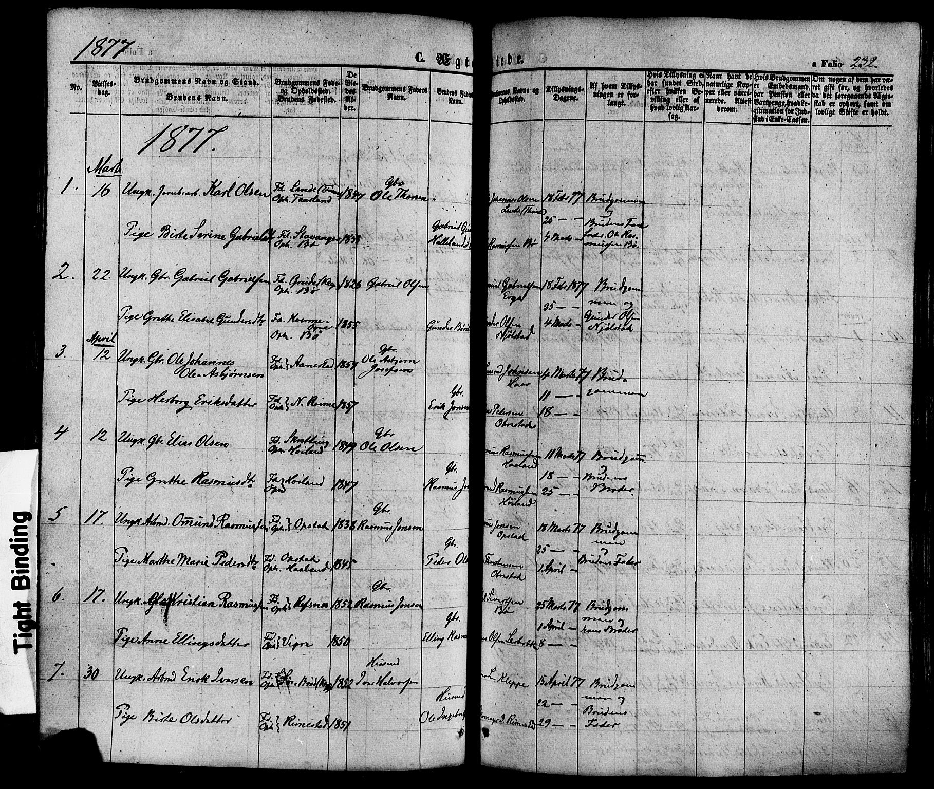 Hå sokneprestkontor, AV/SAST-A-101801/001/30BA/L0008: Parish register (official) no. A 7, 1853-1878, p. 232