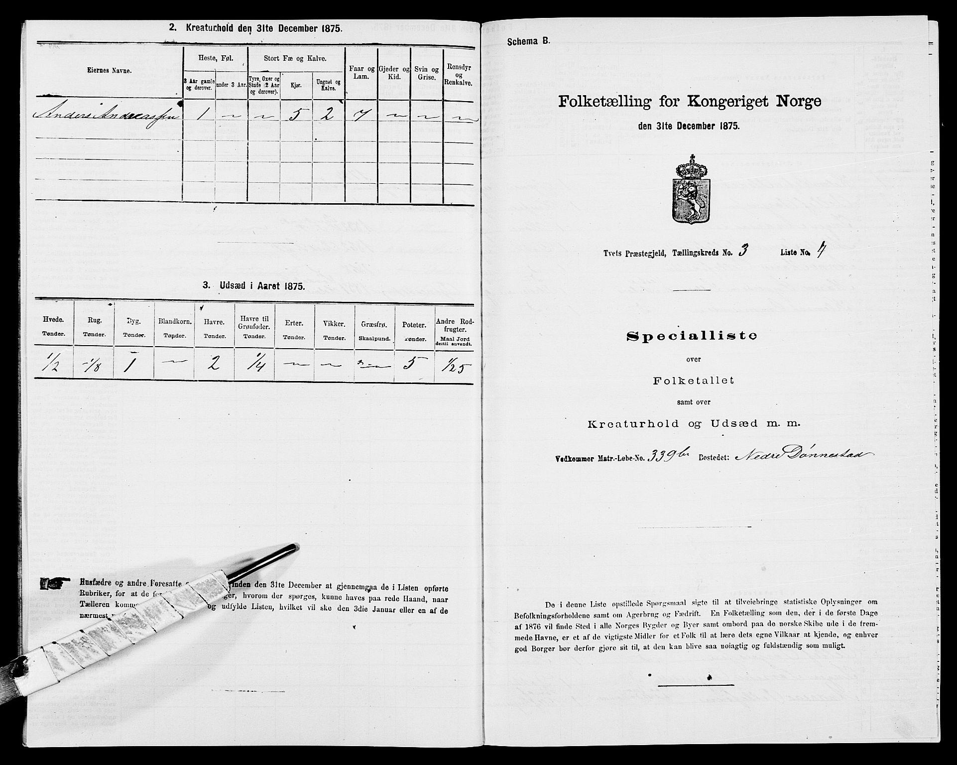 SAK, 1875 census for 1013P Tveit, 1875, p. 321