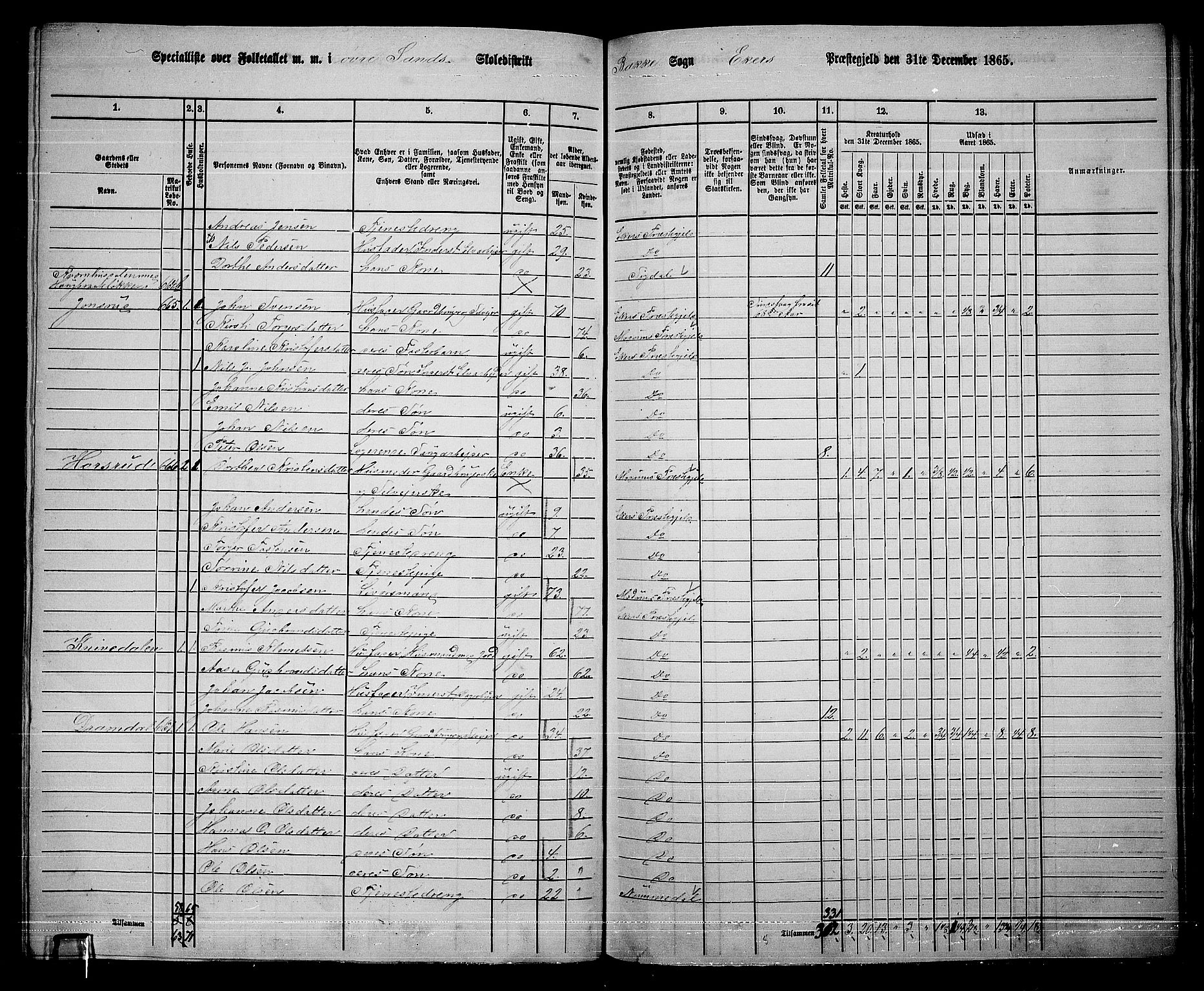 RA, 1865 census for Eiker, 1865, p. 467