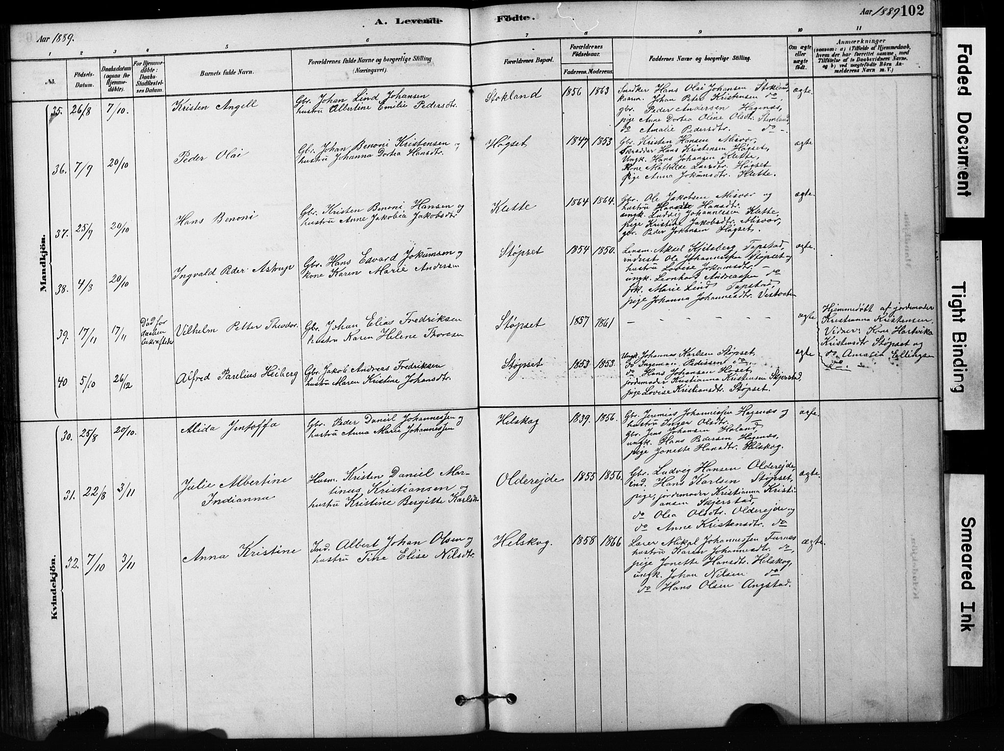 Ministerialprotokoller, klokkerbøker og fødselsregistre - Nordland, AV/SAT-A-1459/852/L0754: Parish register (copy) no. 852C05, 1878-1894, p. 102