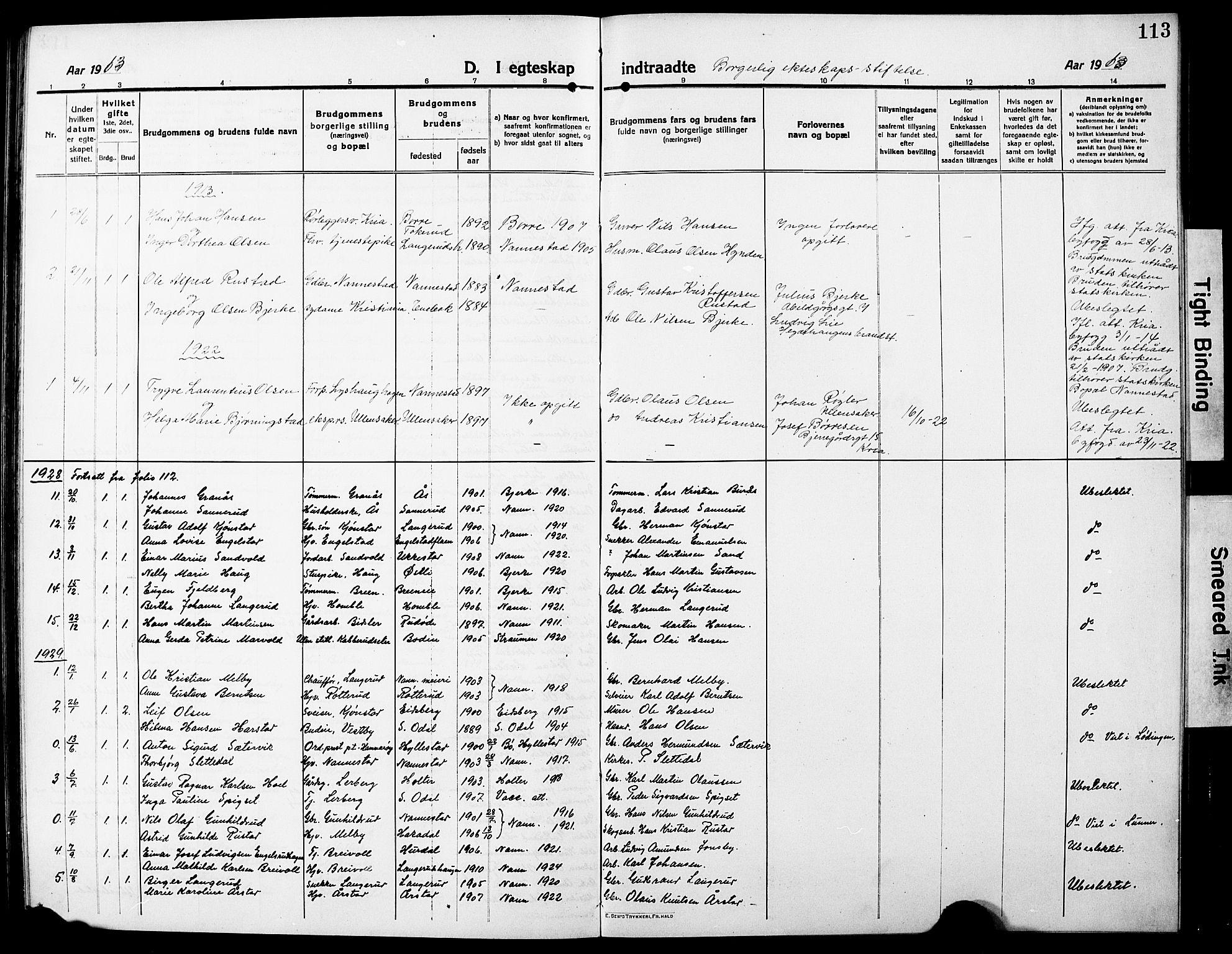 Nannestad prestekontor Kirkebøker, SAO/A-10414a/G/Ga/L0003: Parish register (copy) no. I 3, 1914-1929, p. 113