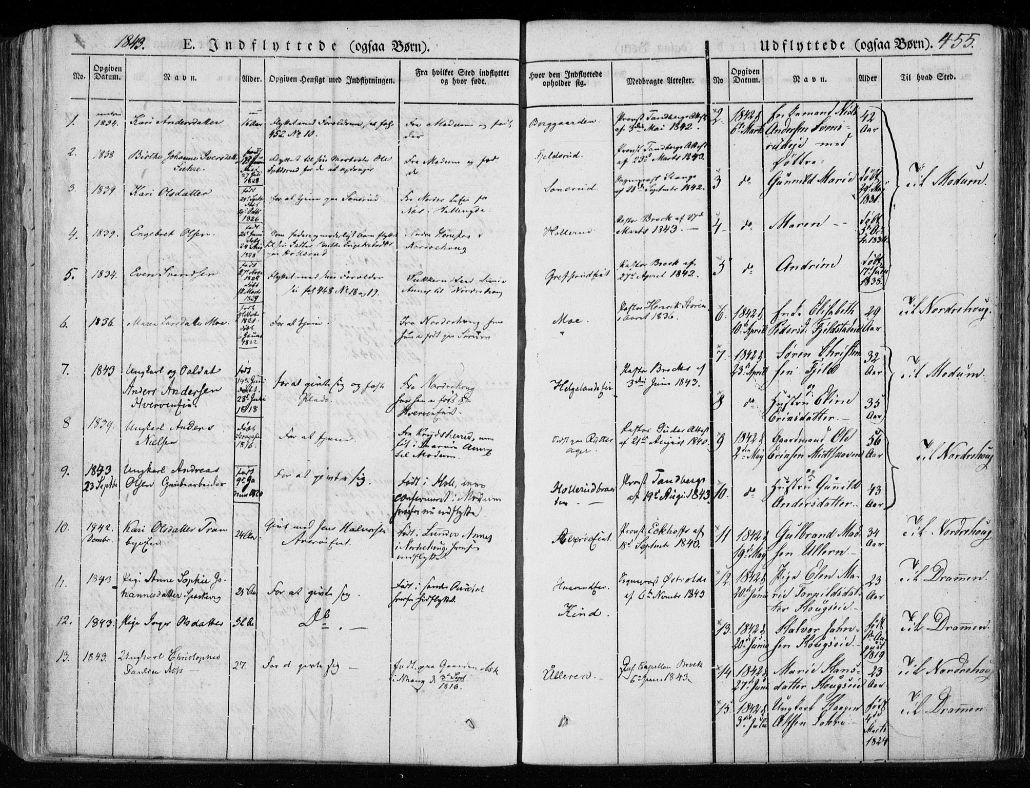 Hole kirkebøker, SAKO/A-228/F/Fa/L0005: Parish register (official) no. I 5, 1833-1851, p. 455