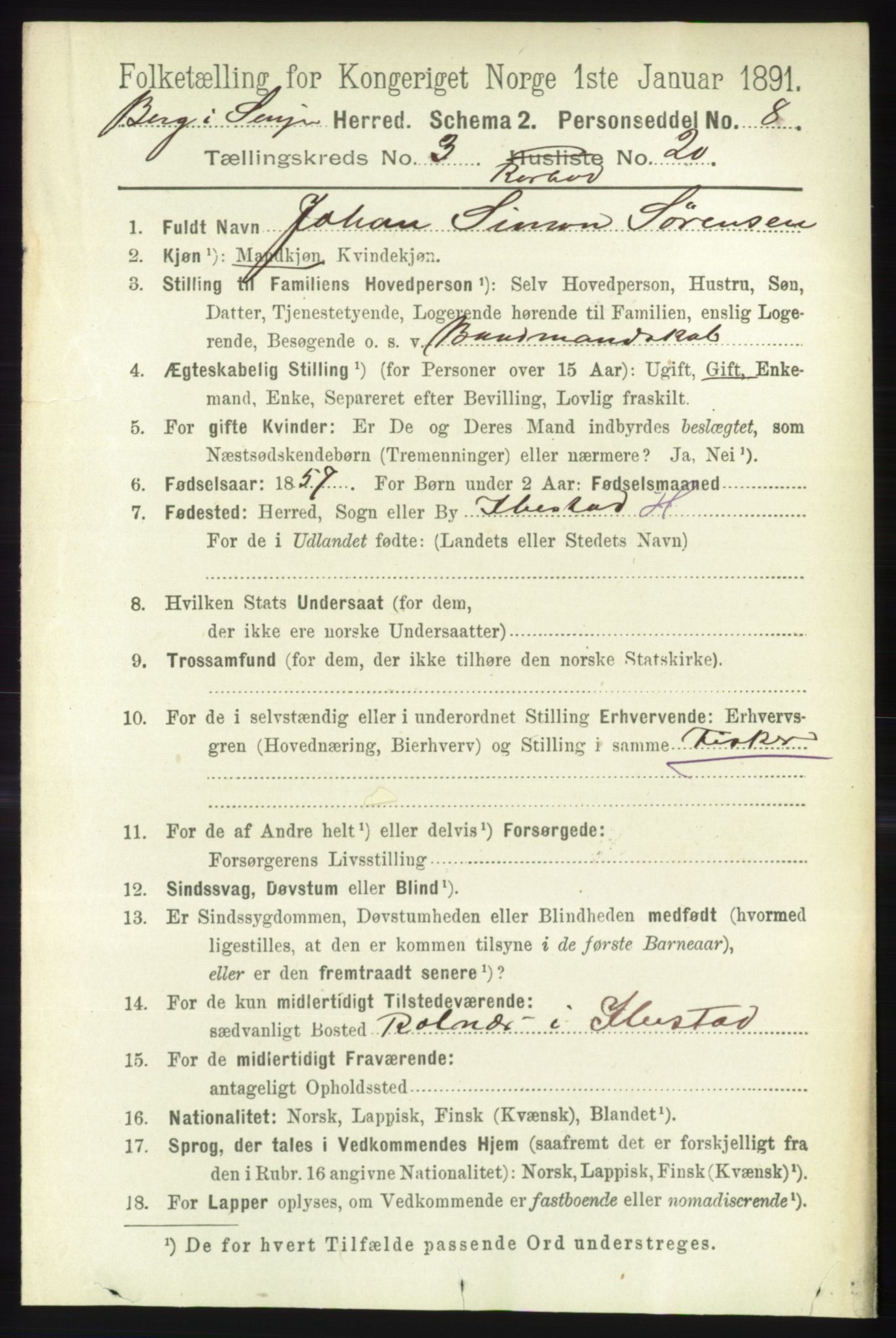 RA, 1891 census for 1929 Berg, 1891, p. 1502