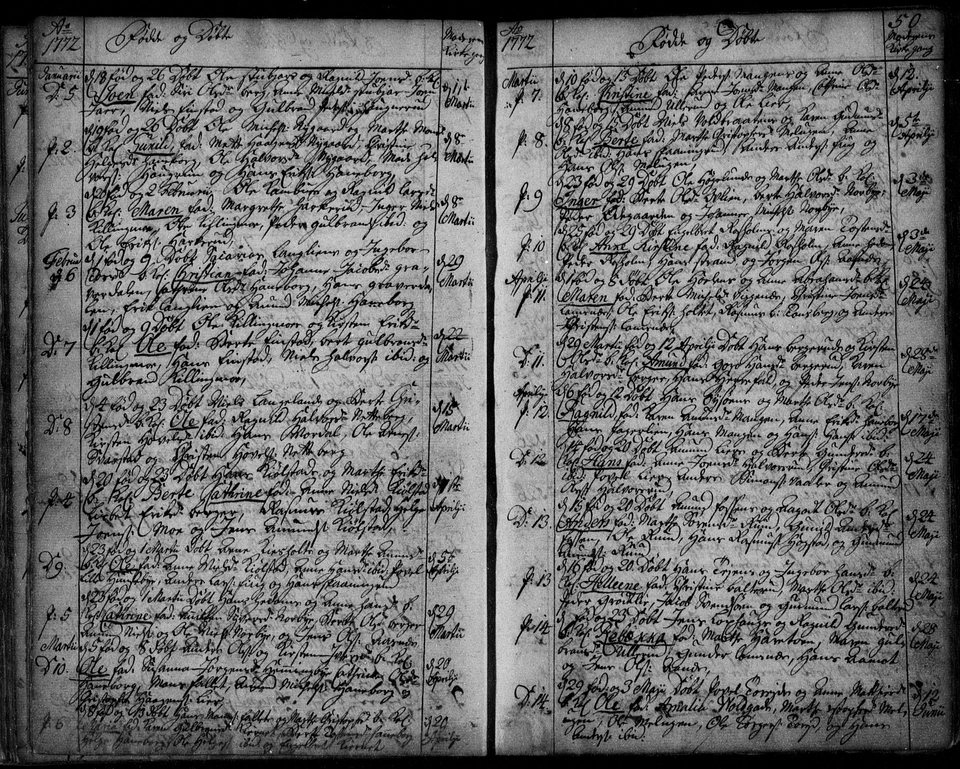 Aurskog prestekontor Kirkebøker, AV/SAO-A-10304a/F/Fa/L0003: Parish register (official) no. I 3, 1767-1807, p. 50