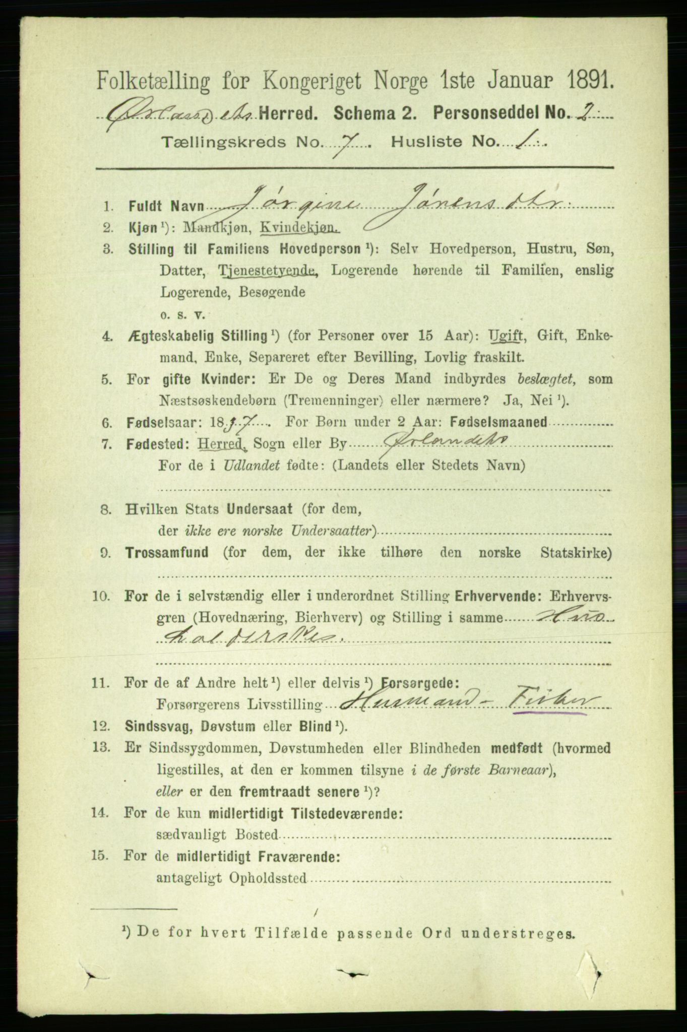 RA, 1891 census for 1621 Ørland, 1891, p. 2473