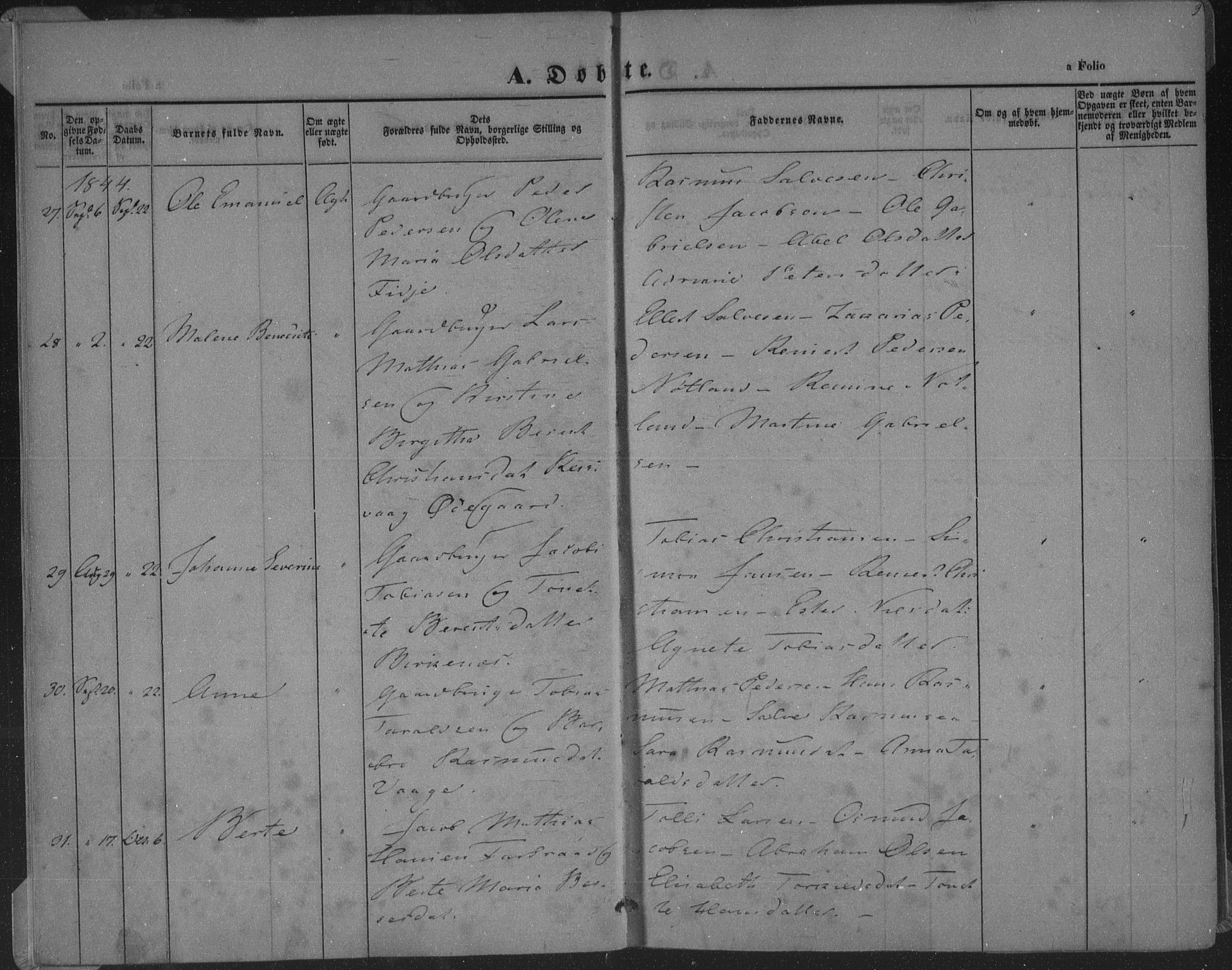 Herad sokneprestkontor, AV/SAK-1111-0018/F/Fa/Fab/L0003: Parish register (official) no. A 3, 1844-1853, p. 9