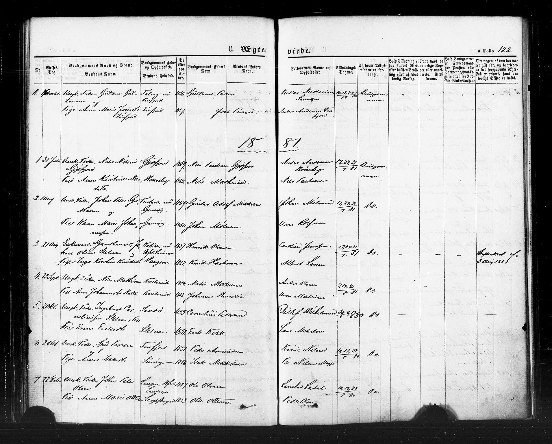 Hammerfest sokneprestkontor, SATØ/S-1347/H/Ha/L0007.kirke: Parish register (official) no. 7, 1869-1884, p. 122