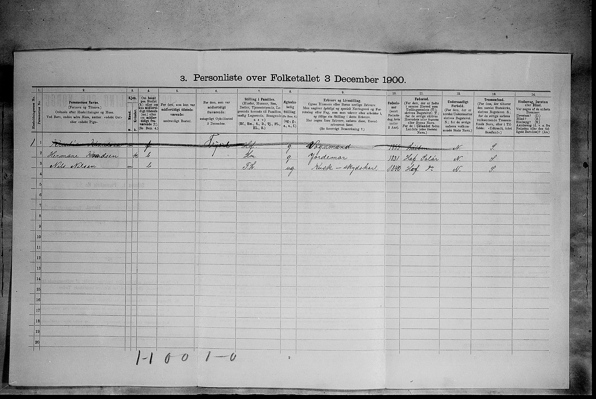 SAH, 1900 census for Elverum, 1900, p. 1197