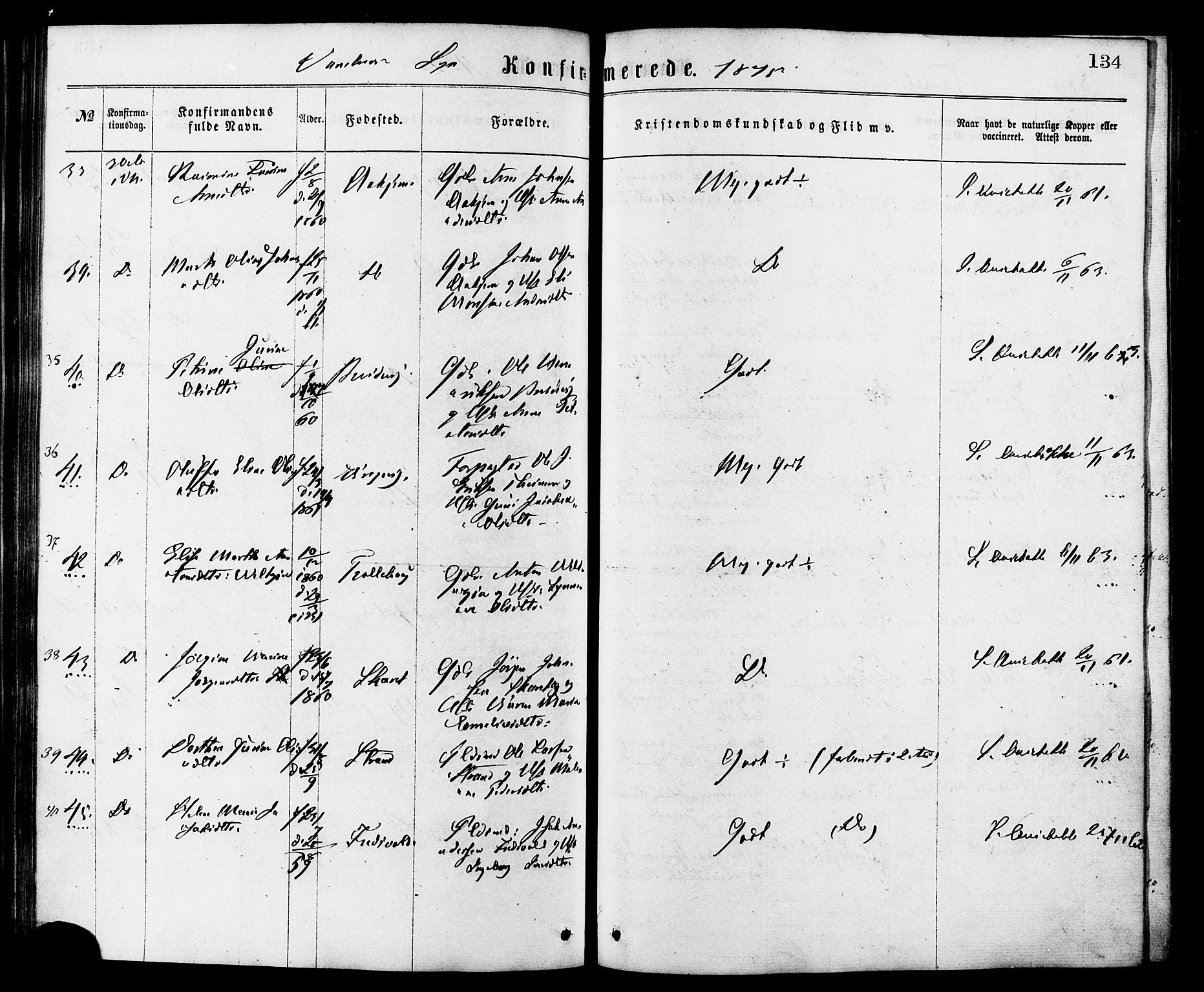 Ministerialprotokoller, klokkerbøker og fødselsregistre - Møre og Romsdal, AV/SAT-A-1454/501/L0007: Parish register (official) no. 501A07, 1868-1884, p. 134