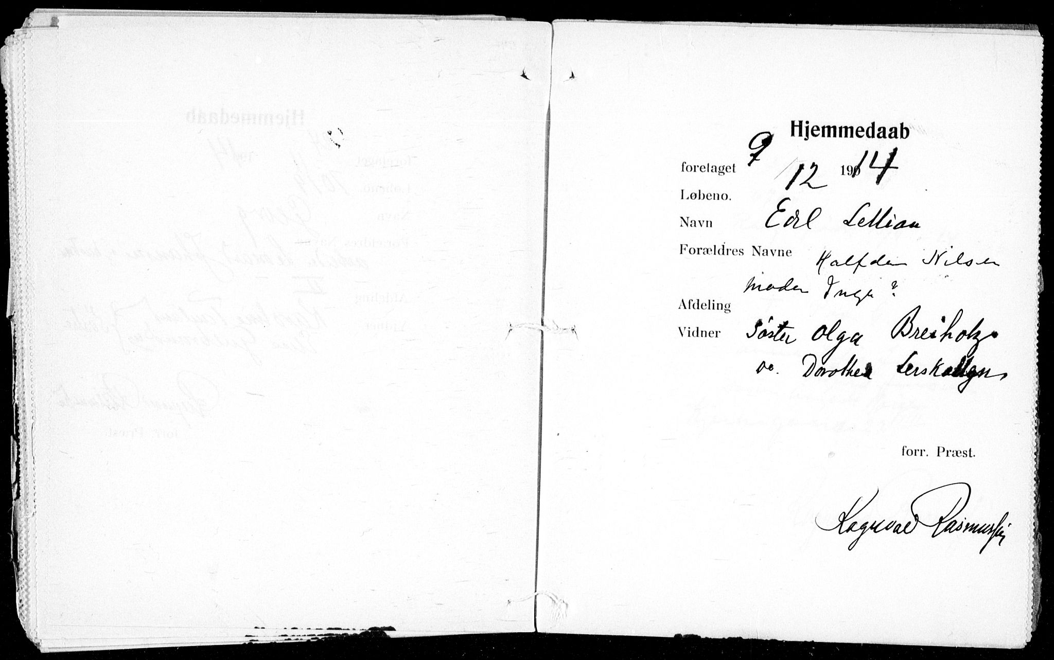 Ullevål sykehus prestekontor Kirkebøker, AV/SAO-A-10542a/K/Ka/L0001: Baptism register no. 1, 1906-1914