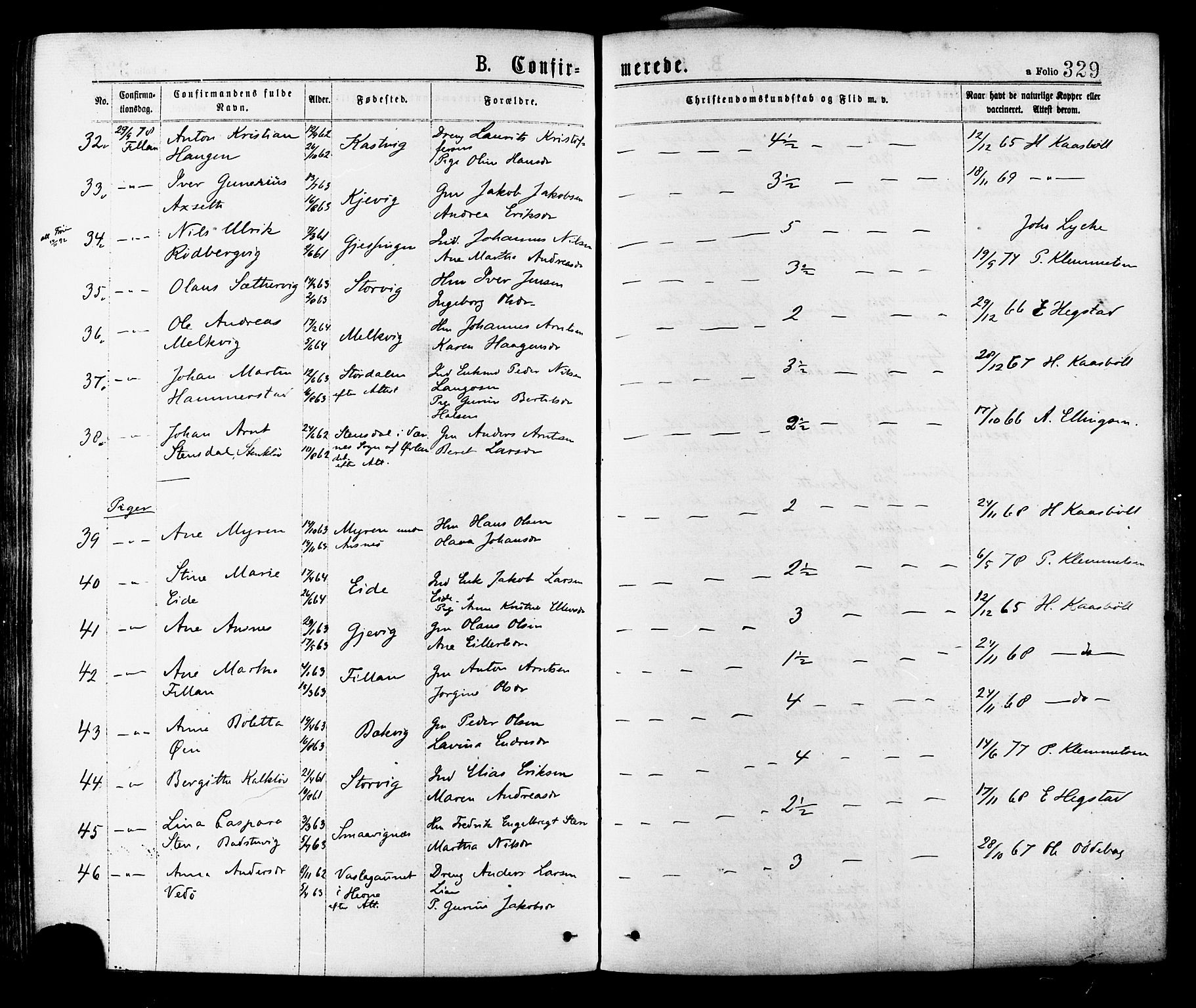 Ministerialprotokoller, klokkerbøker og fødselsregistre - Sør-Trøndelag, SAT/A-1456/634/L0532: Parish register (official) no. 634A08, 1871-1881, p. 329