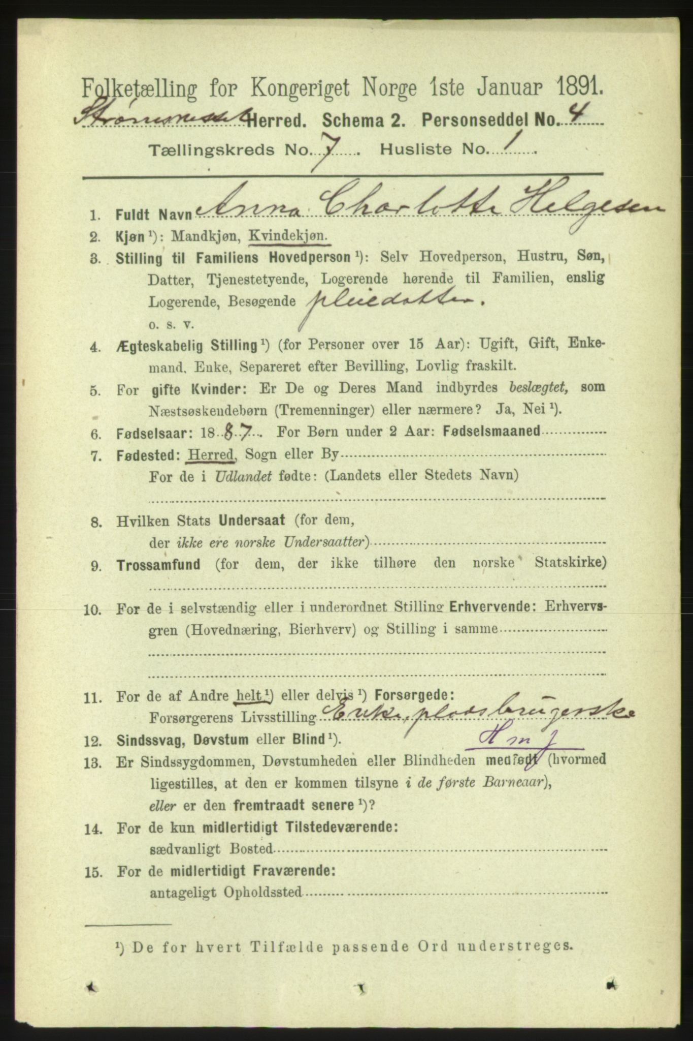 RA, 1891 census for 1559 Straumsnes, 1891, p. 1470