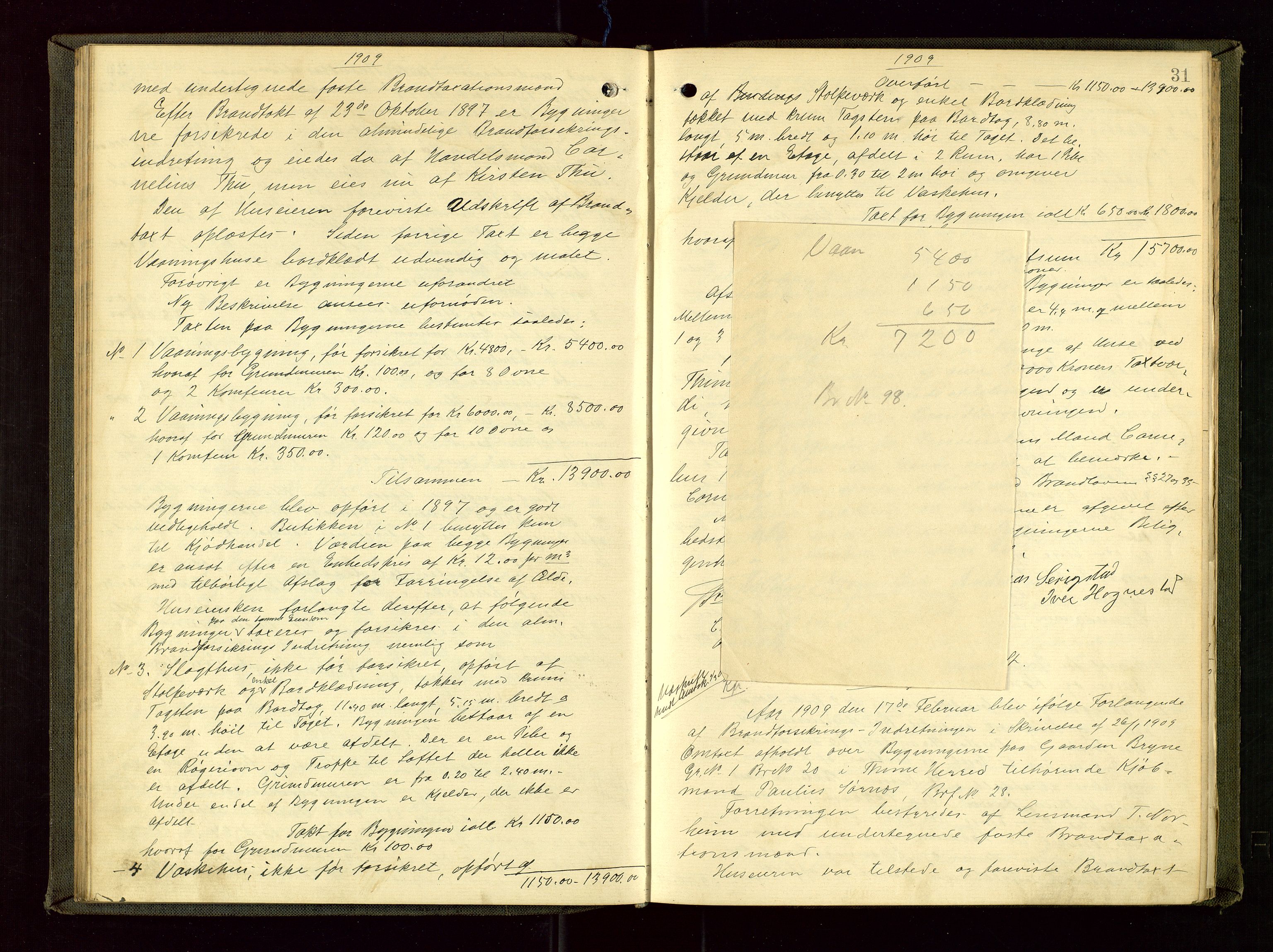 Time lensmannskontor, AV/SAST-A-100420/Goa/L0002: "Brandtakstprotokol", 1904-1920, p. 30b-31a