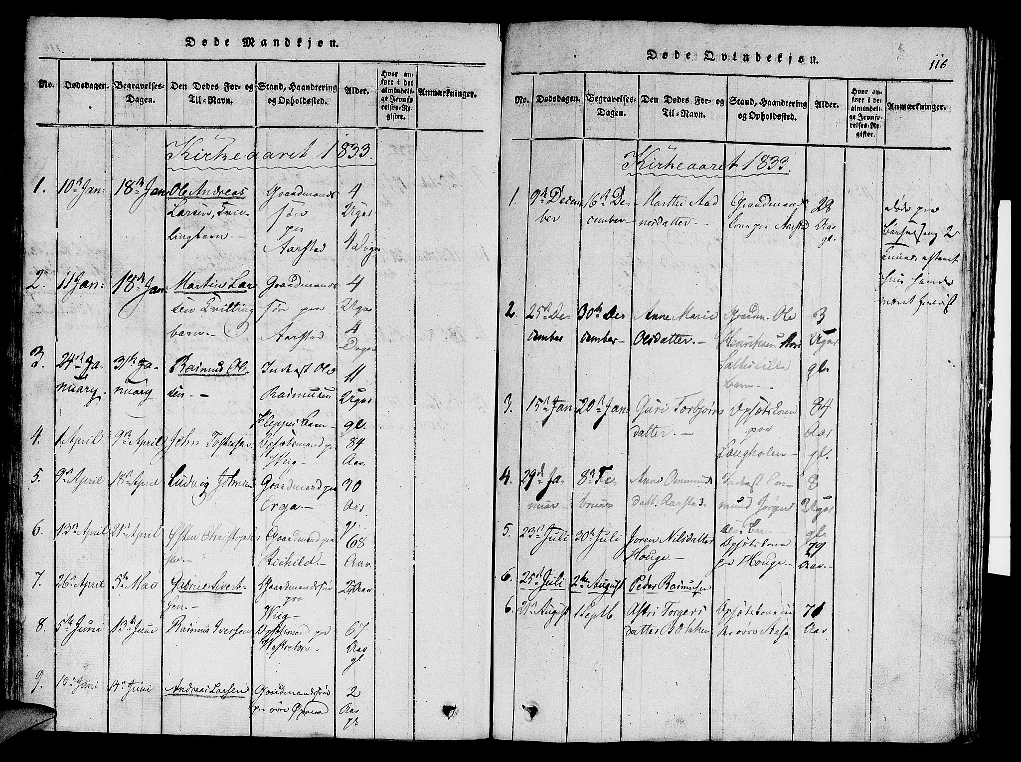 Klepp sokneprestkontor, SAST/A-101803/001/3/30BA/L0002: Parish register (official) no. A 2, 1816-1833, p. 116