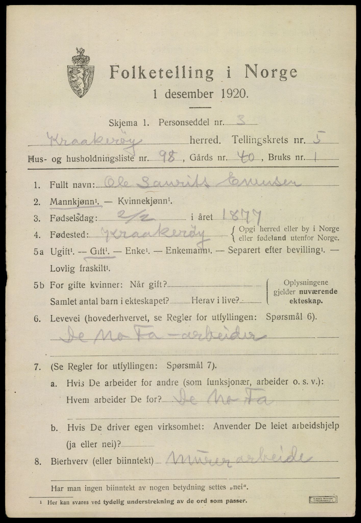 SAO, 1920 census for Kråkerøy, 1920, p. 7502