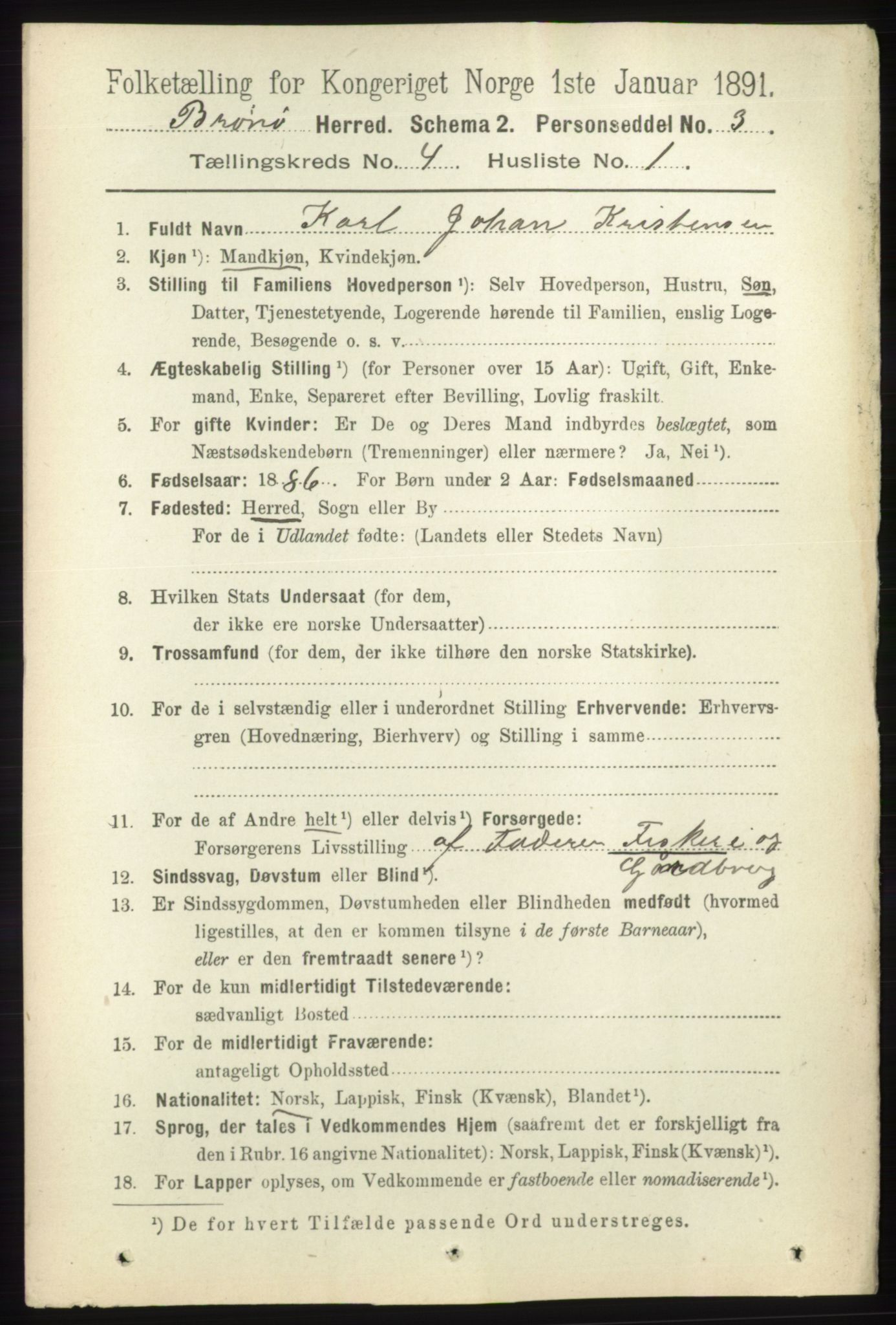 RA, 1891 census for 1814 Brønnøy, 1891, p. 2014