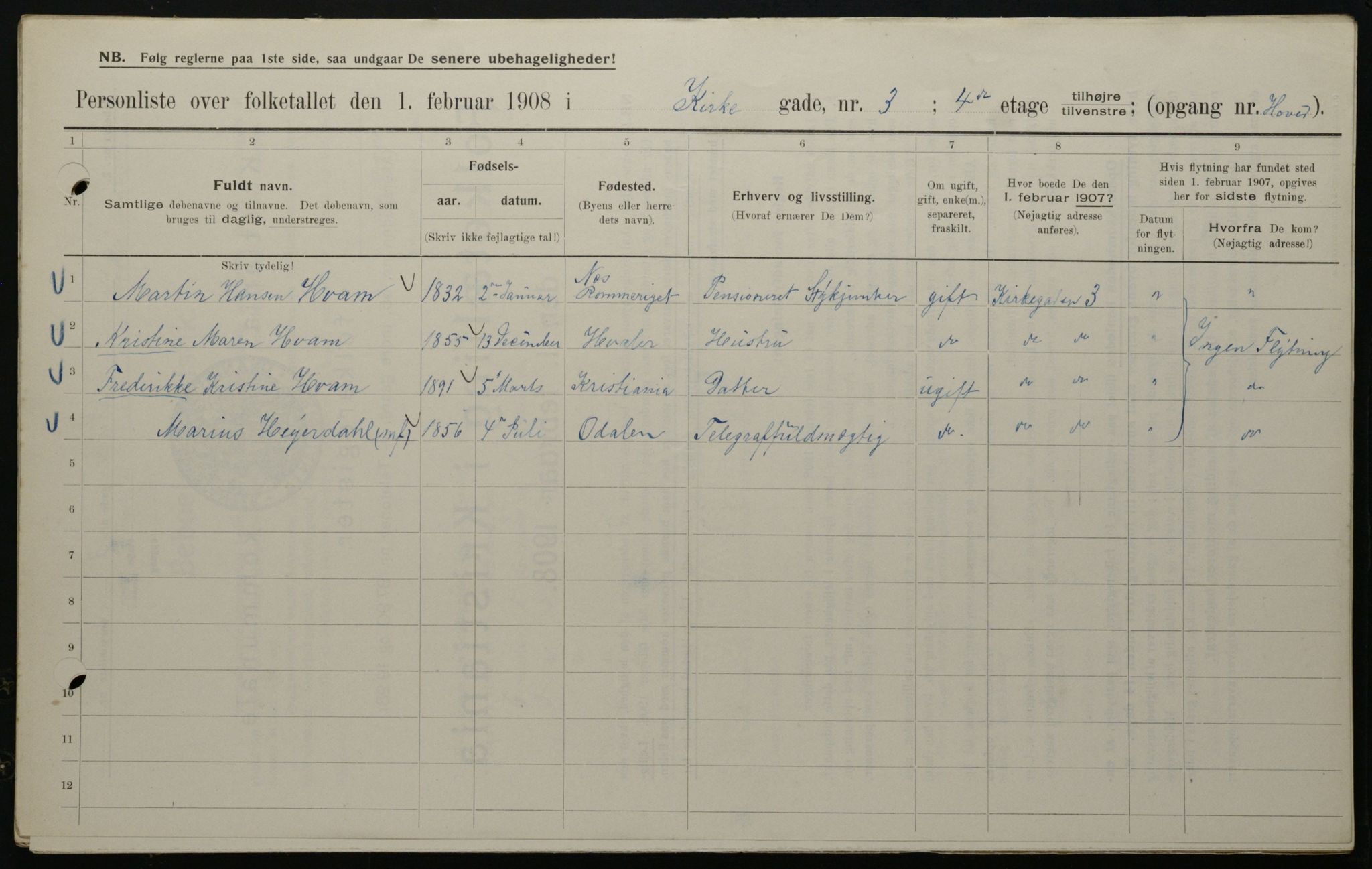 OBA, Municipal Census 1908 for Kristiania, 1908, p. 44510