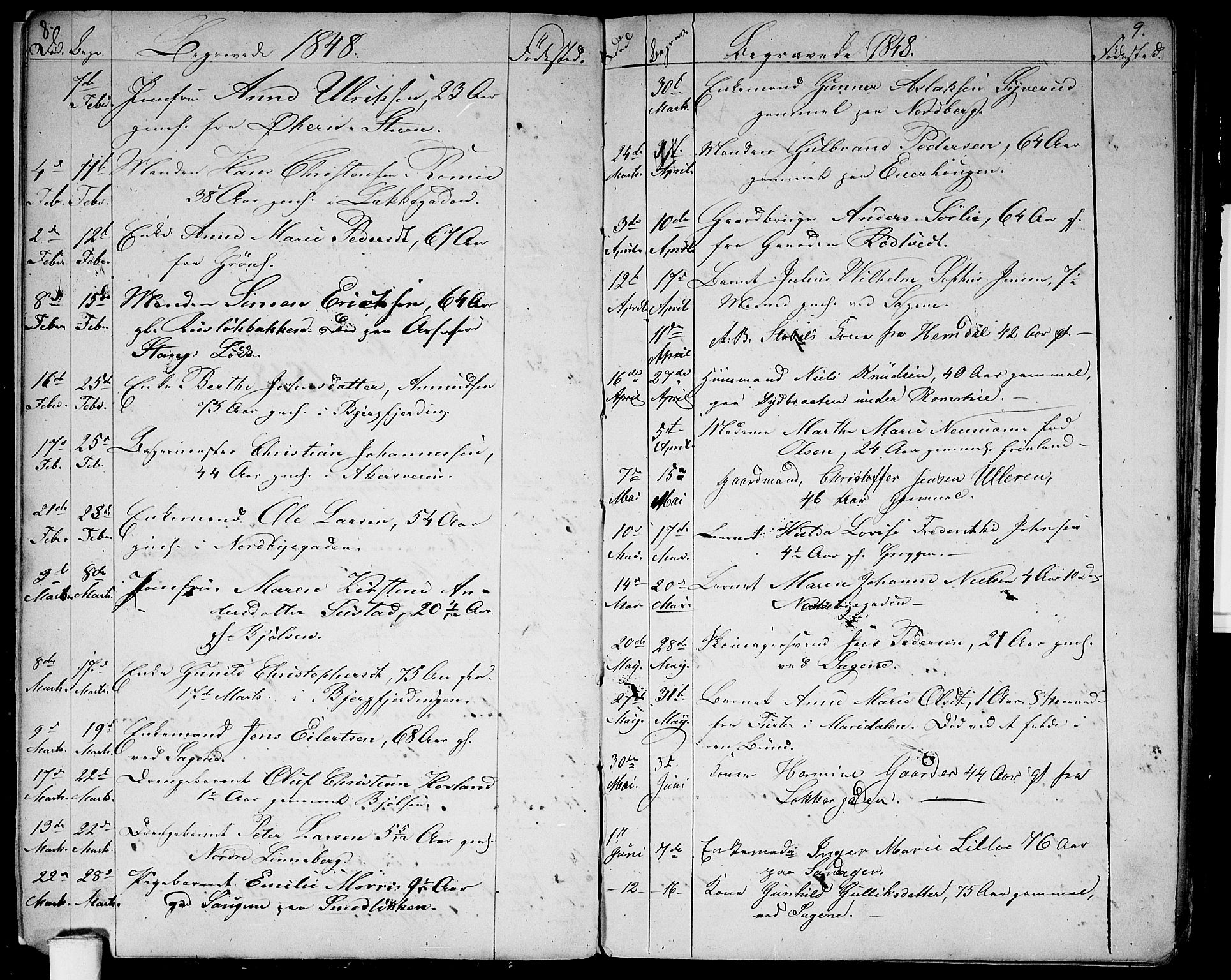 Aker prestekontor kirkebøker, SAO/A-10861/G/L0012: Parish register (copy) no. 12, 1846-1860, p. 8-9