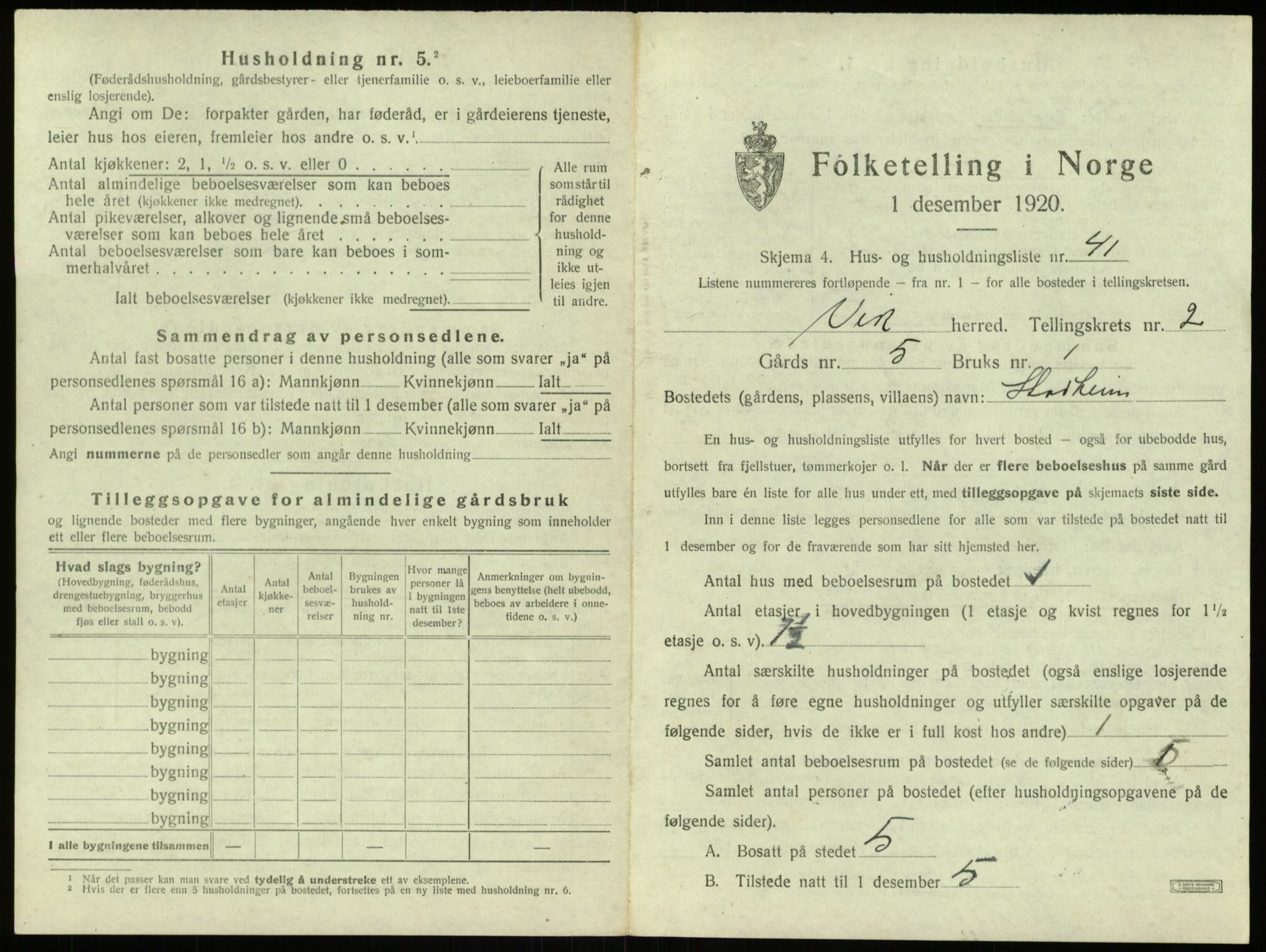 SAB, 1920 census for Vik, 1920, p. 352
