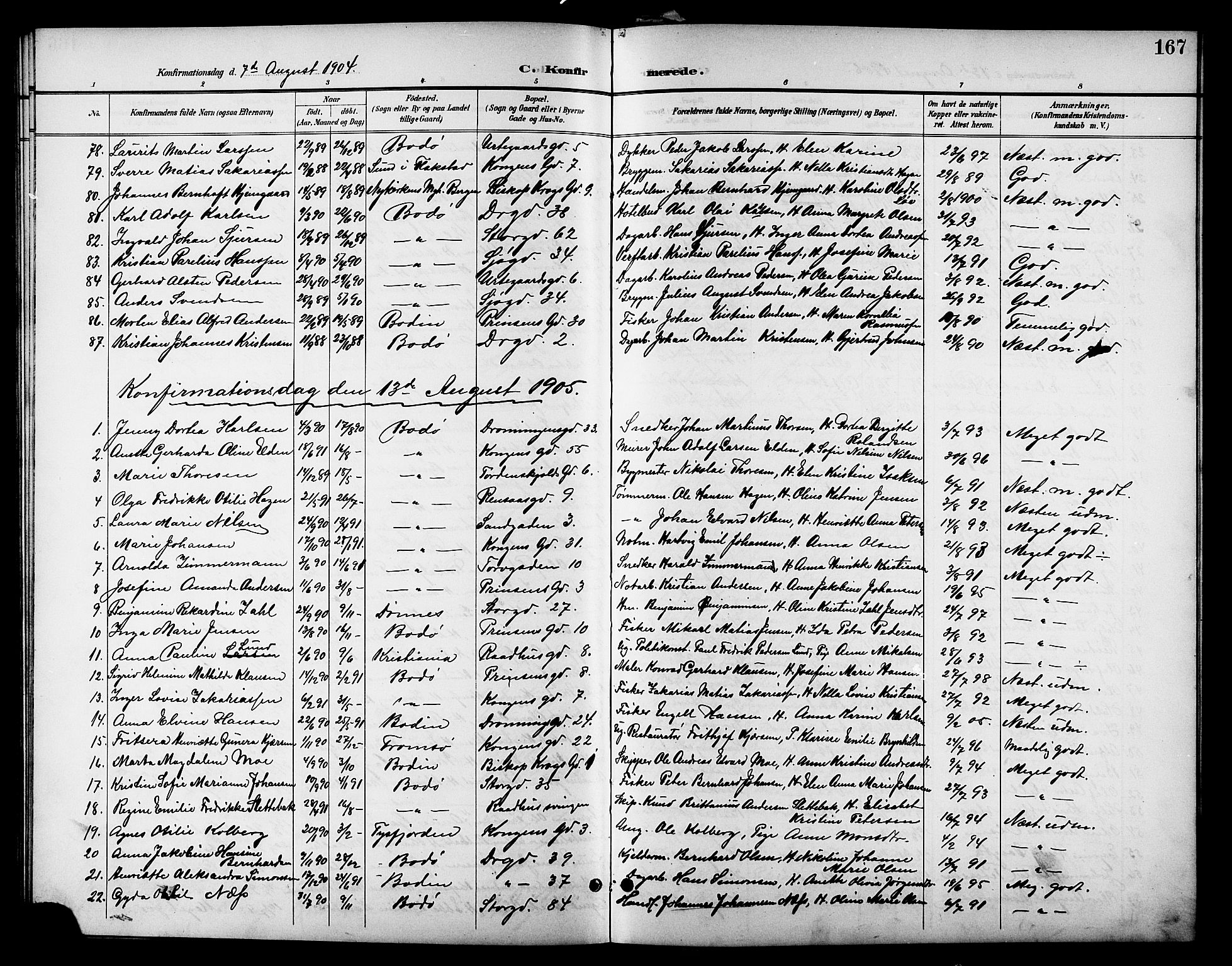 Ministerialprotokoller, klokkerbøker og fødselsregistre - Nordland, SAT/A-1459/801/L0033: Parish register (copy) no. 801C08, 1898-1910, p. 167