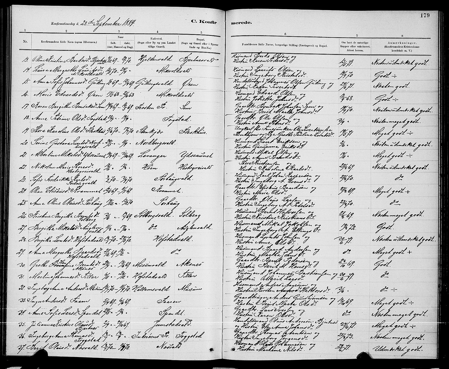 Ministerialprotokoller, klokkerbøker og fødselsregistre - Nord-Trøndelag, AV/SAT-A-1458/723/L0256: Parish register (copy) no. 723C04, 1879-1890, p. 179