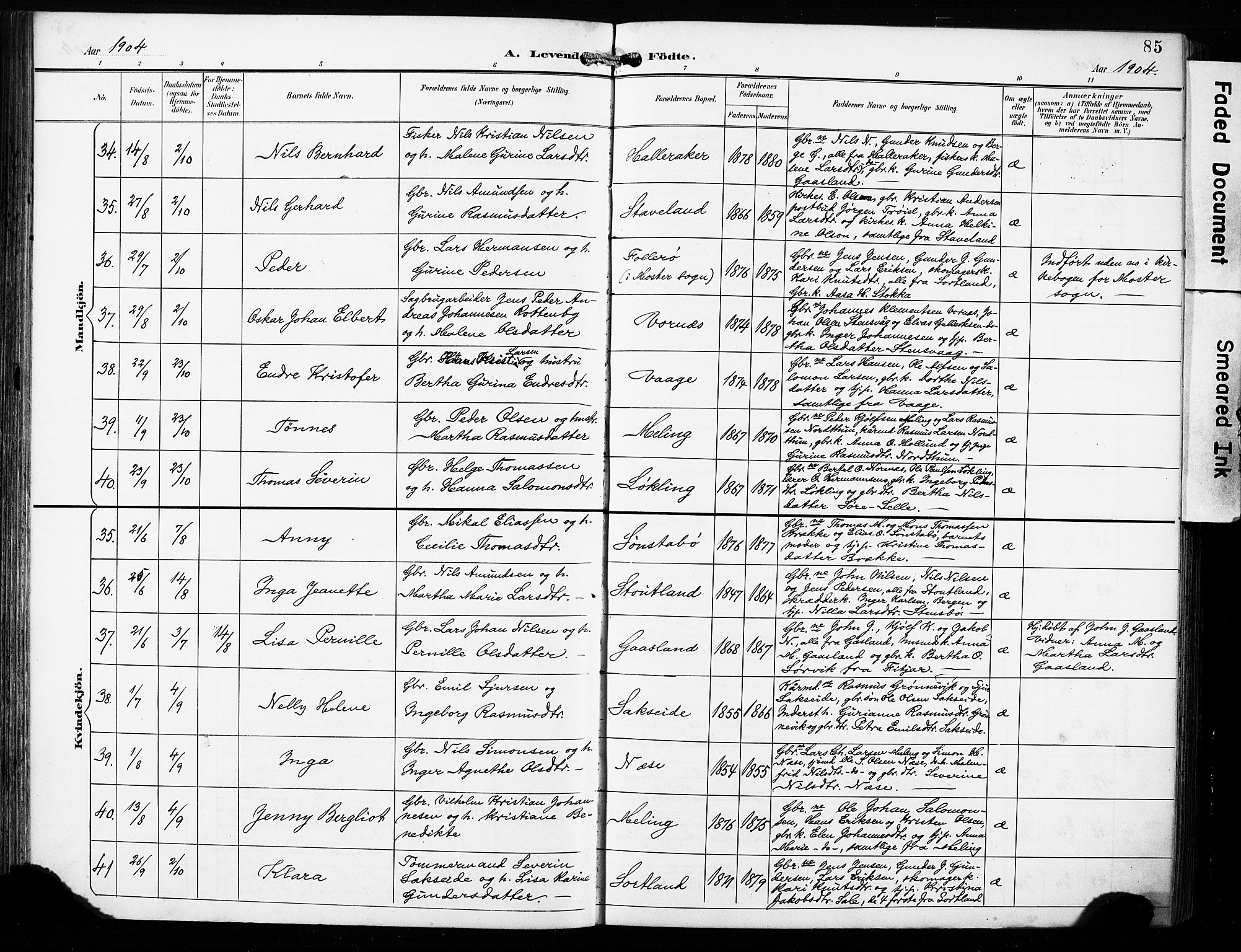 Finnås sokneprestembete, AV/SAB-A-99925/H/Ha/Haa/Haac/L0002: Parish register (official) no. C 2, 1895-1904, p. 85