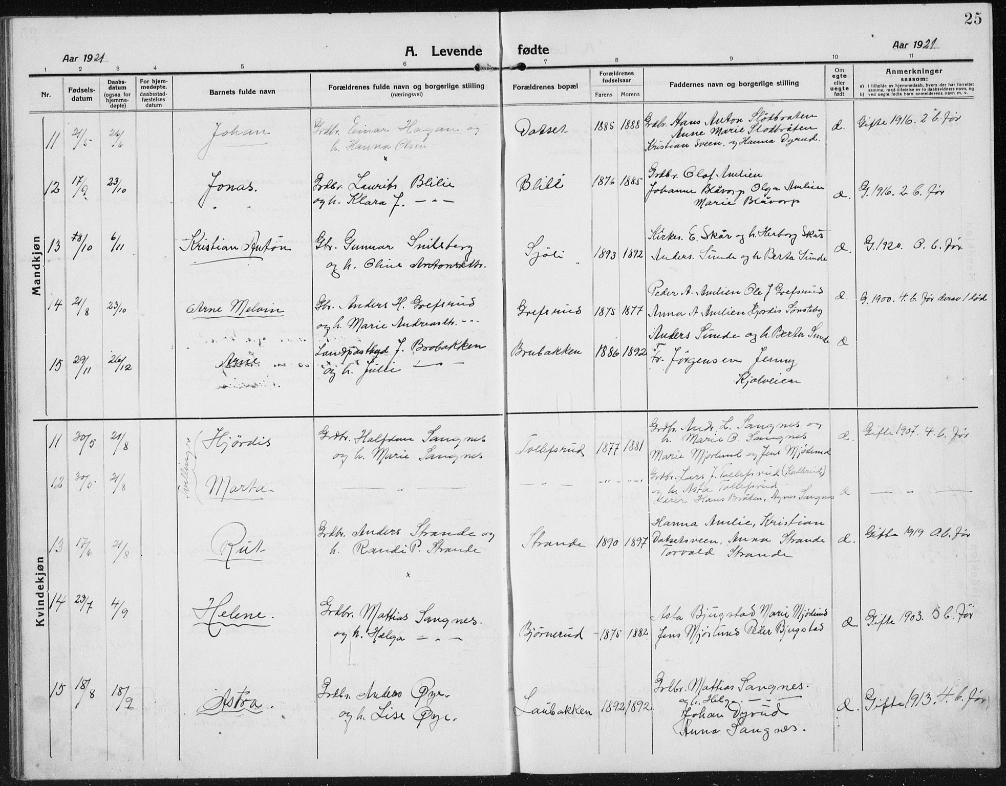 Kolbu prestekontor, AV/SAH-PREST-110/H/Ha/Hab/L0006: Parish register (copy) no. 6, 1916-1934, p. 25