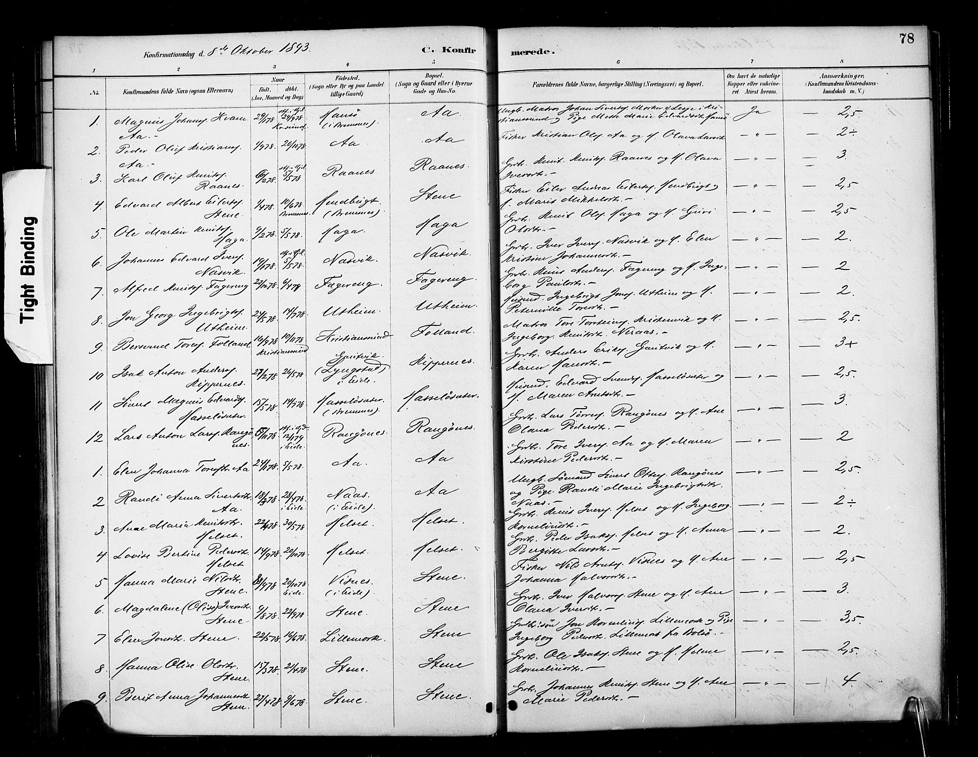 Ministerialprotokoller, klokkerbøker og fødselsregistre - Møre og Romsdal, SAT/A-1454/570/L0832: Parish register (official) no. 570A06, 1885-1900, p. 78