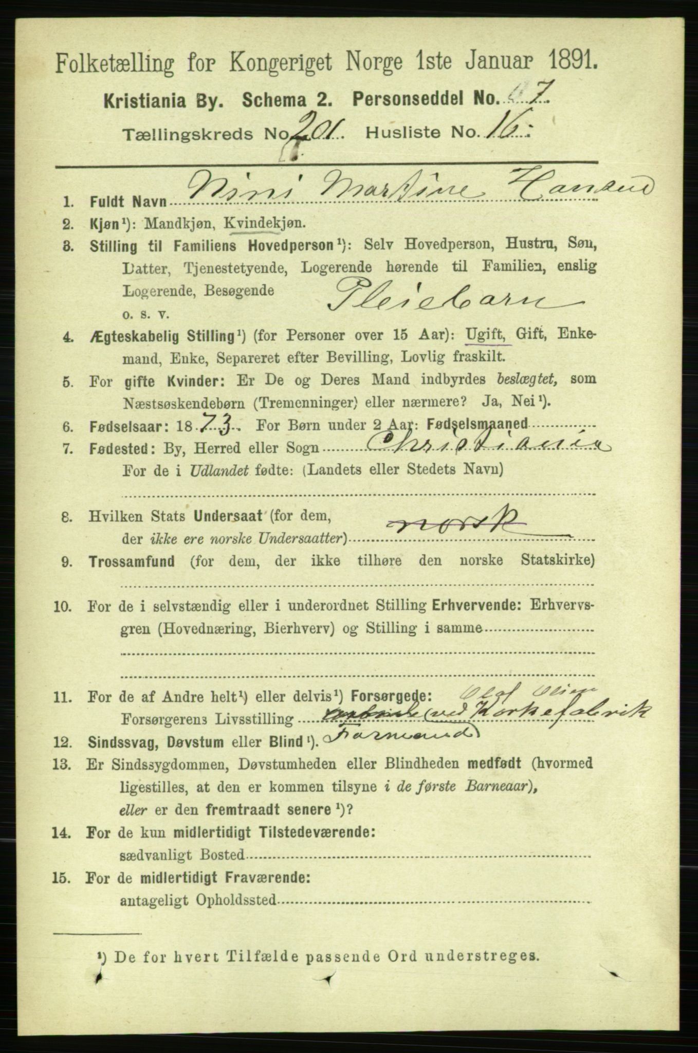 RA, 1891 census for 0301 Kristiania, 1891, p. 121271