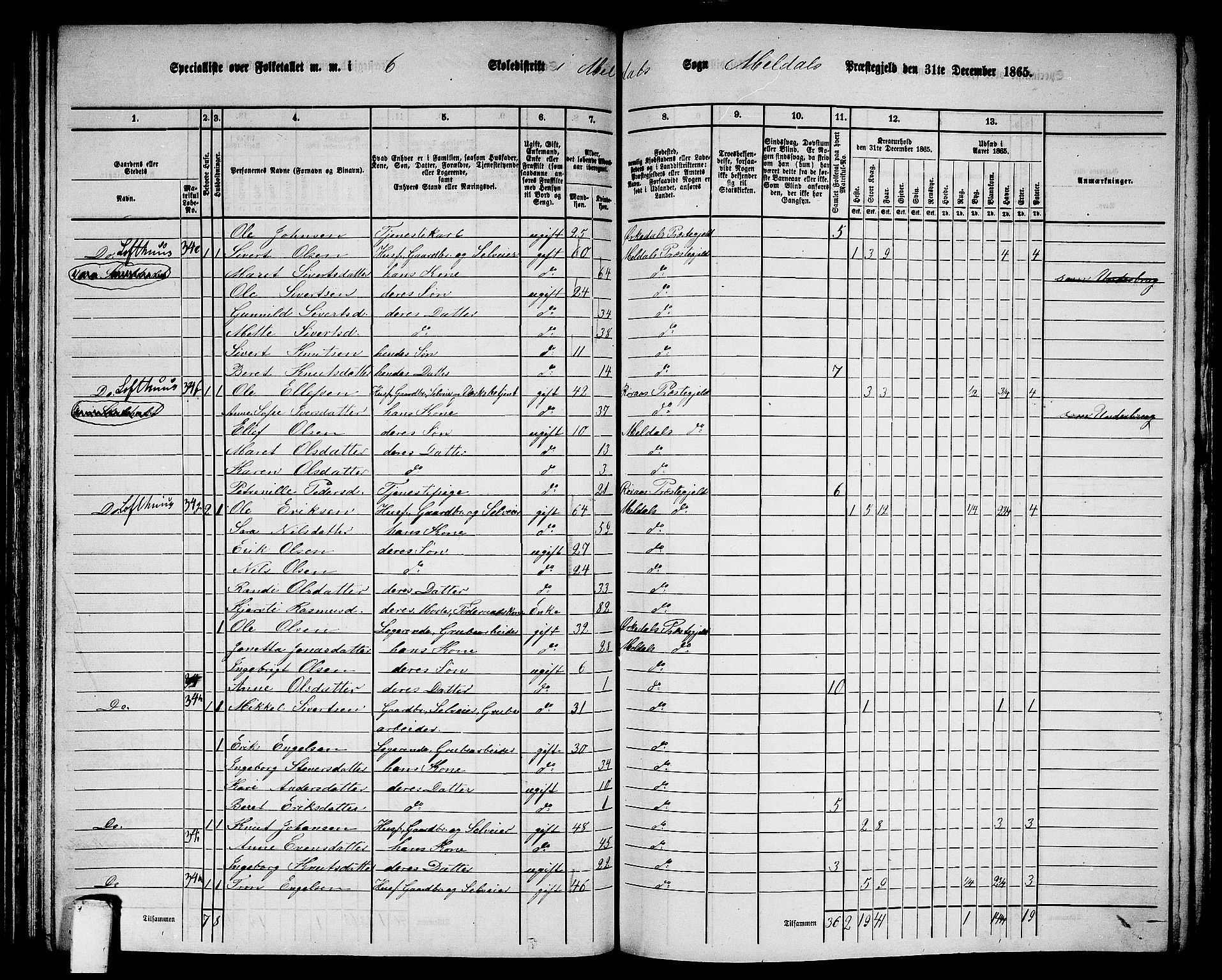 RA, 1865 census for Meldal, 1865, p. 131