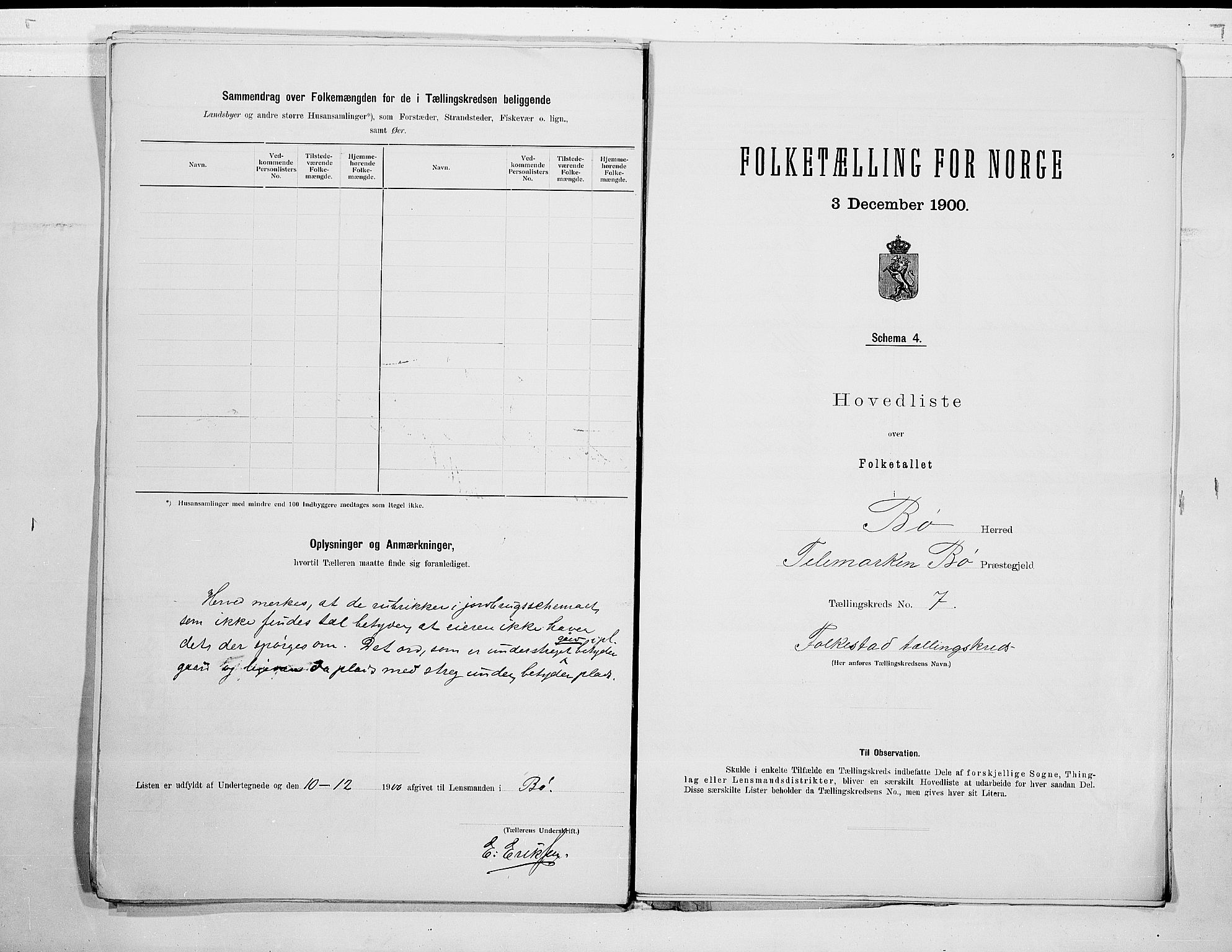 SAKO, 1900 census for Bø, 1900, p. 16