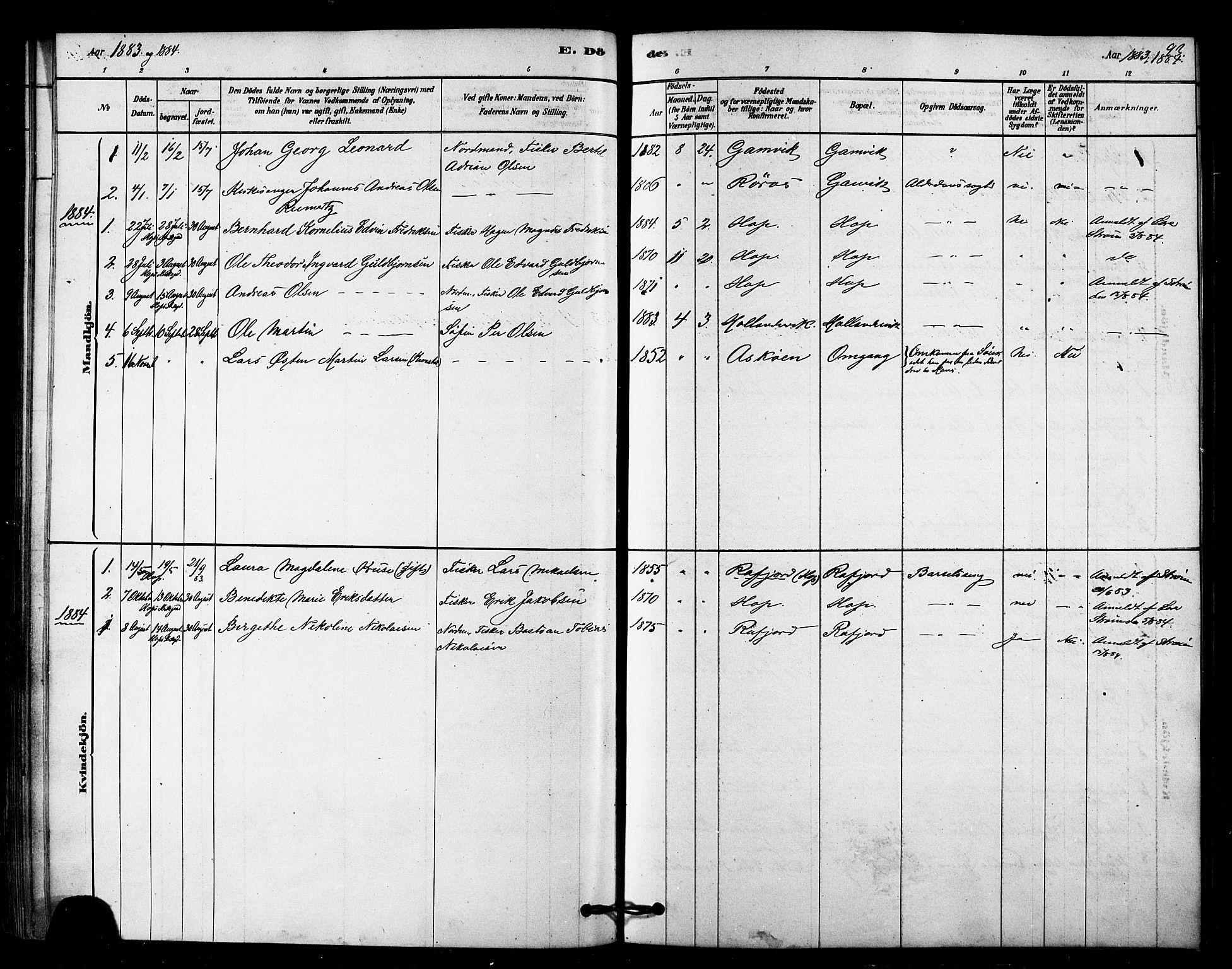 Tana sokneprestkontor, SATØ/S-1334/H/Ha/L0003kirke: Parish register (official) no. 3, 1878-1892, p. 93