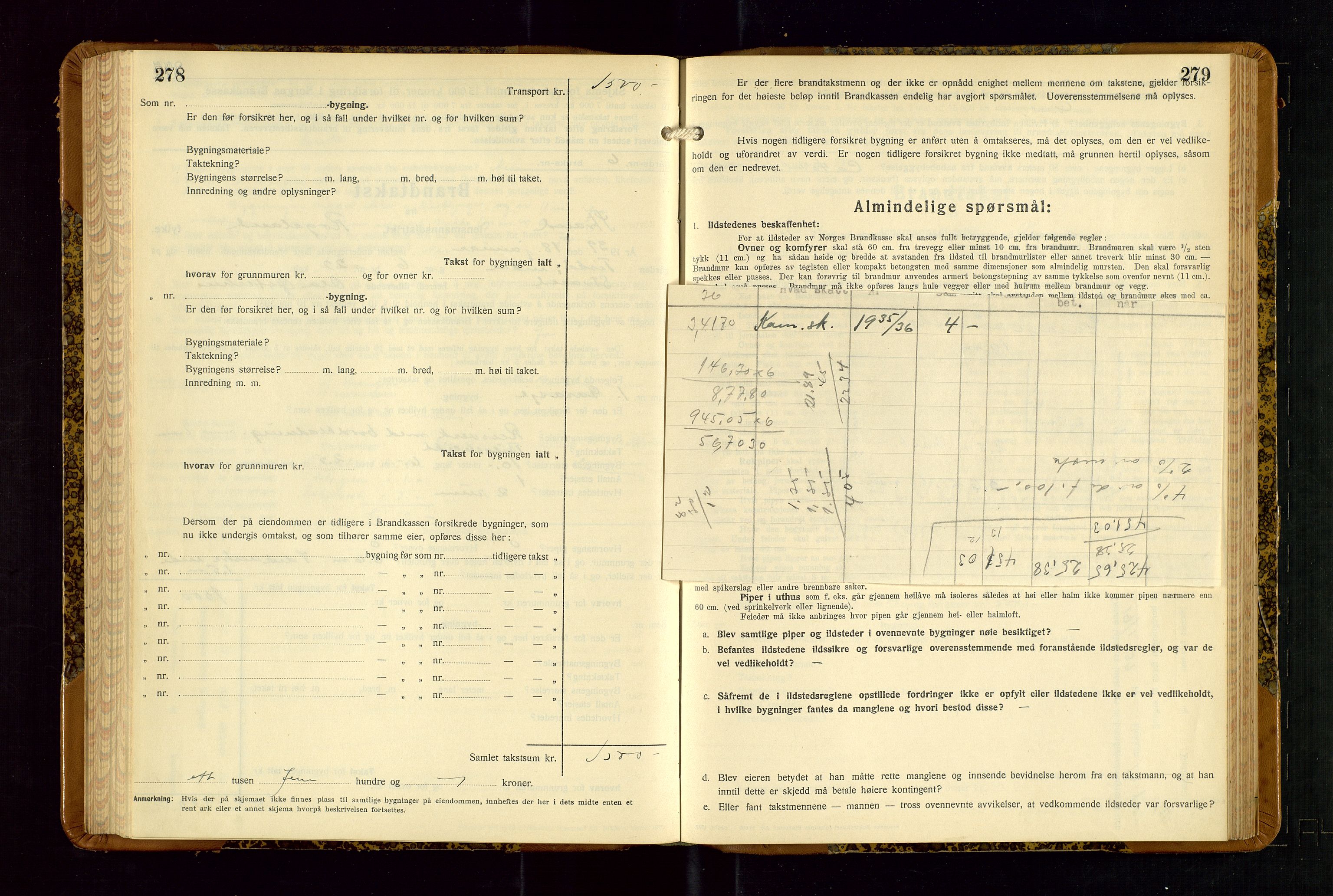 Strand og Forsand lensmannskontor, AV/SAST-A-100451/Gob/L0001: Branntakstprotokoll, 1935-1942, p. 278-279